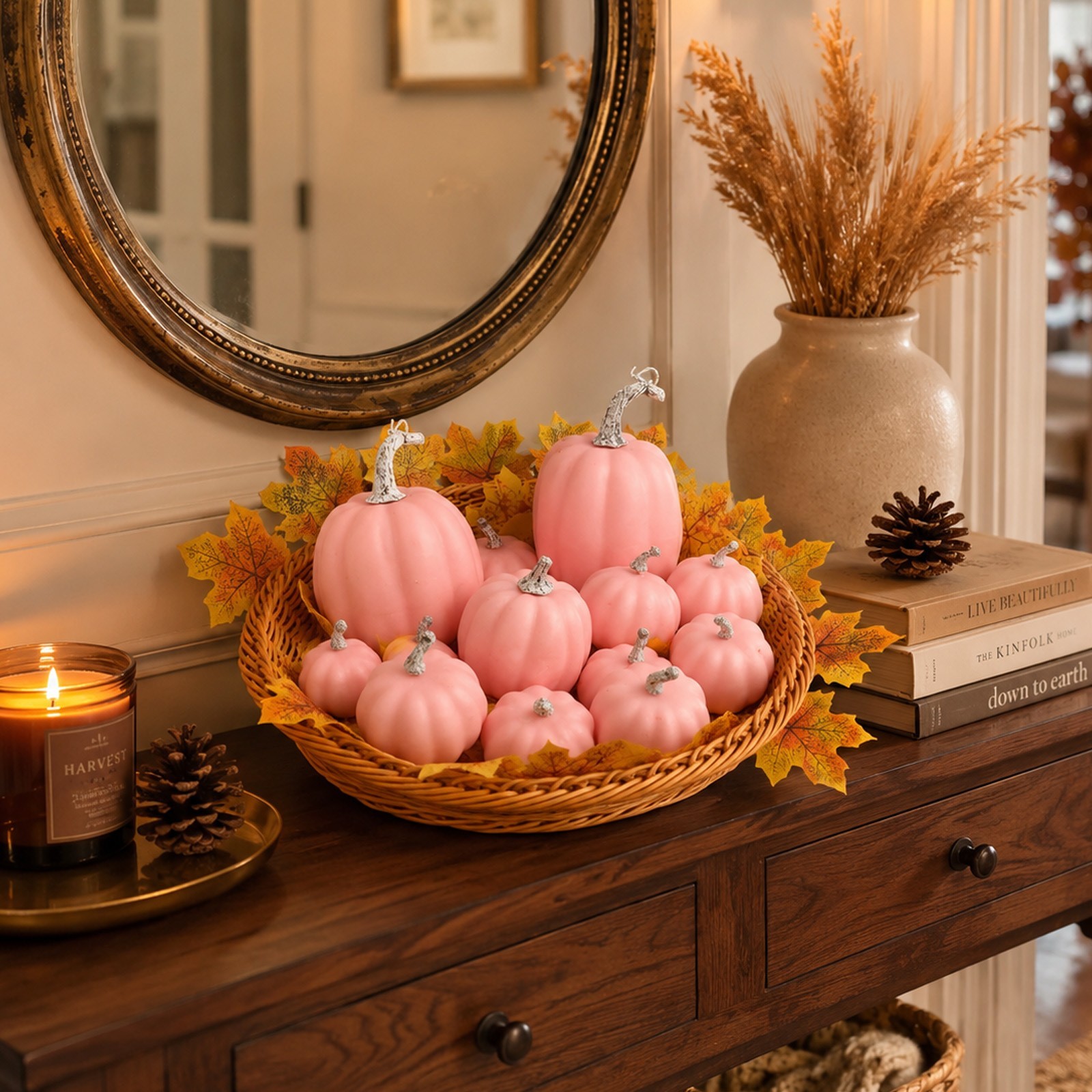 Foam Pumpkins 12 Pack in Three Soft Tones for Tiered Tray and Harvest Decor