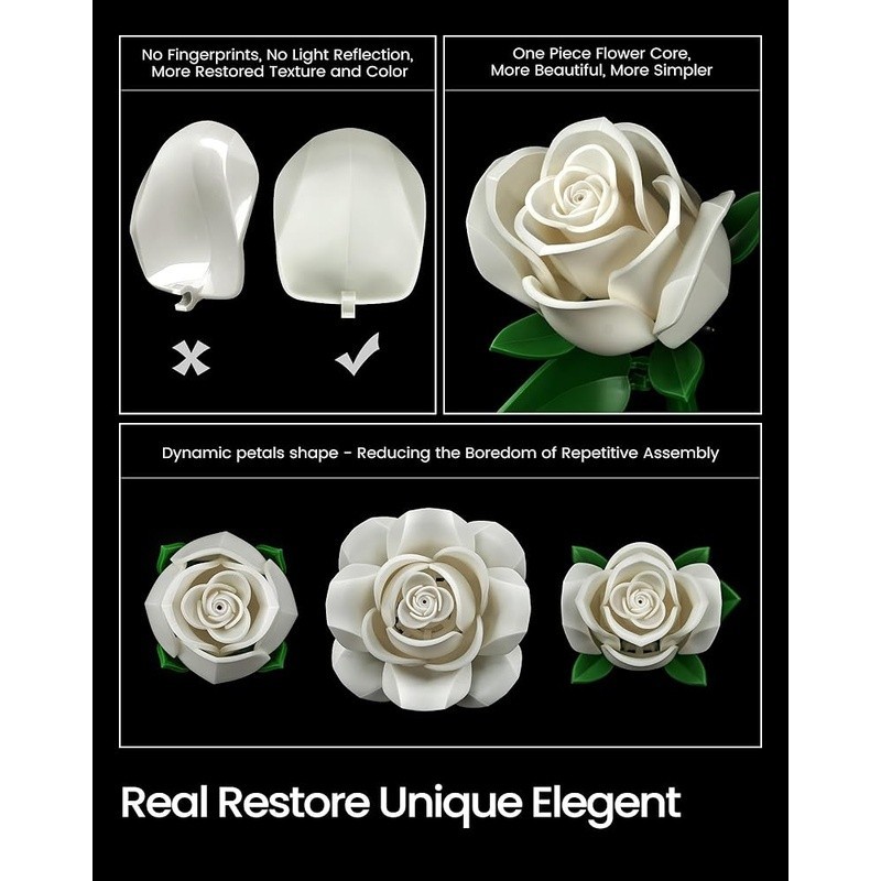 12Pcs White Roses Flower Set Unique Frosted Petals Home Decoration Gift New