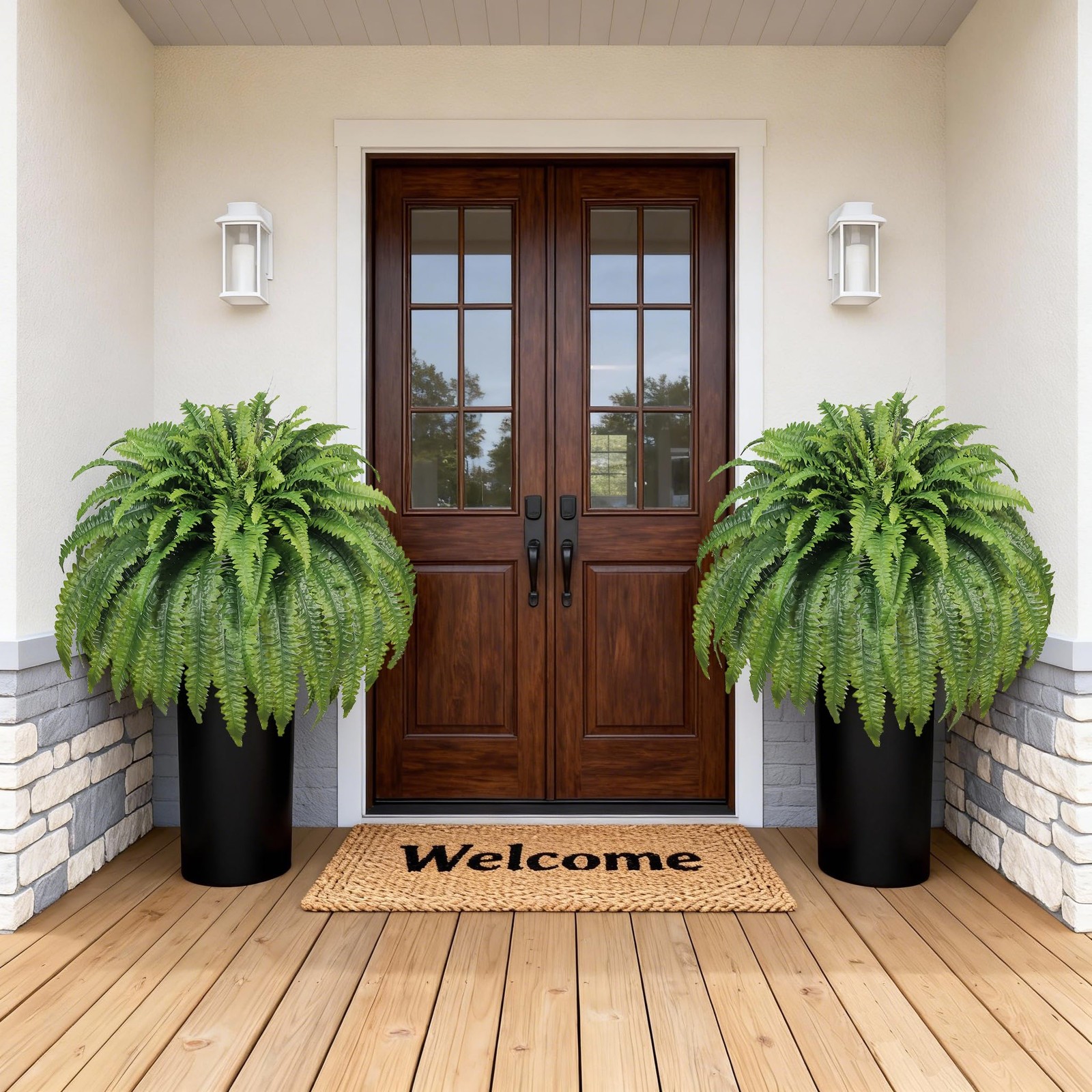 Artificial Ferns for Outdoors & Indoors, 50″ Large Fake Ferns with Fruitlet &…