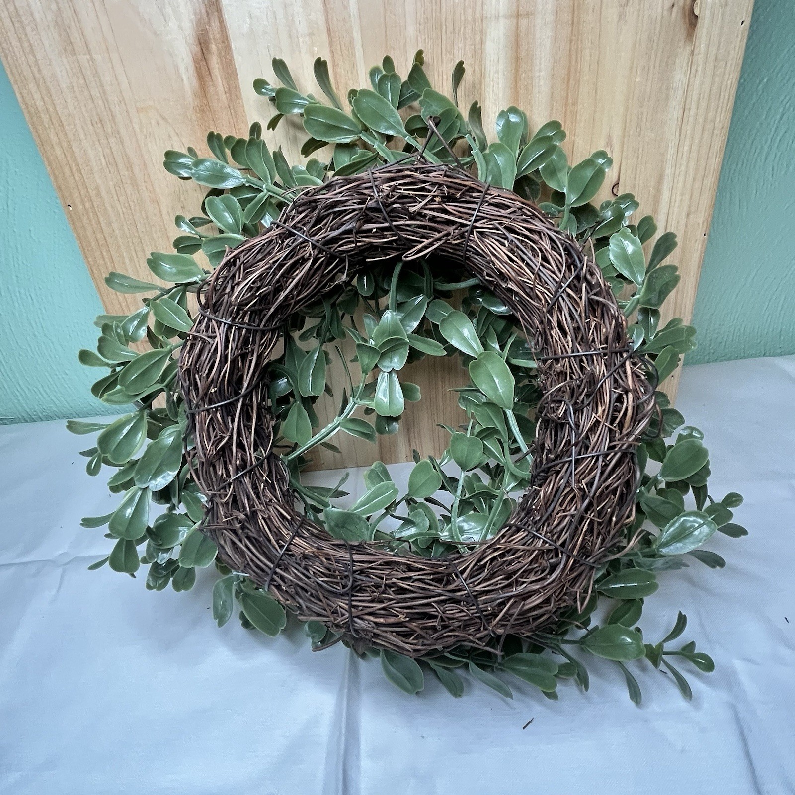 Set of 4 Faux Boxwood Candle Rings 10″ Greenery Mini Wreaths Farmhouse Decor