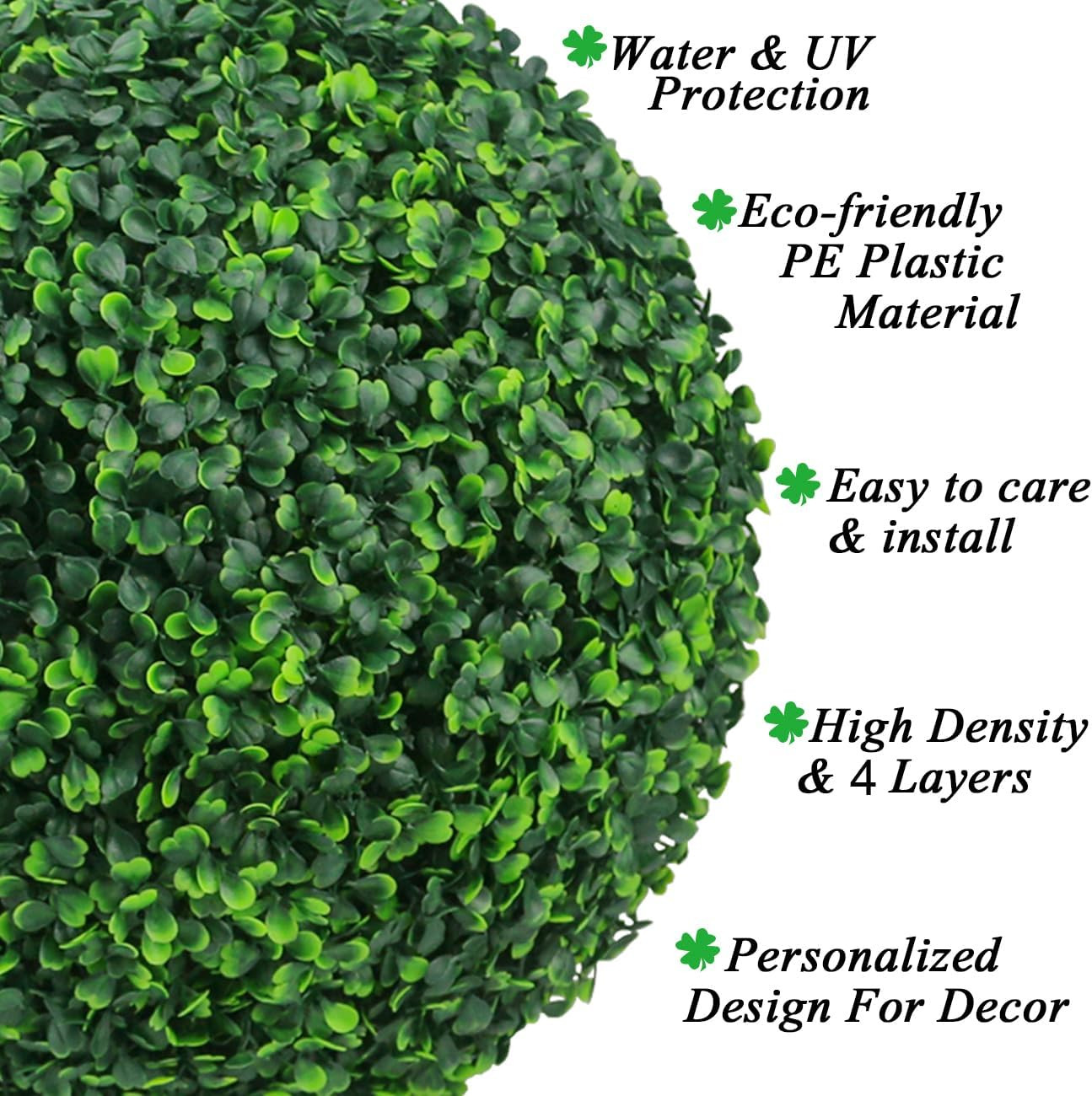 2 PCS 19.7 Inch 4 Layers Artificial Plant Topiary Ball Faux Boxwood Decorative B