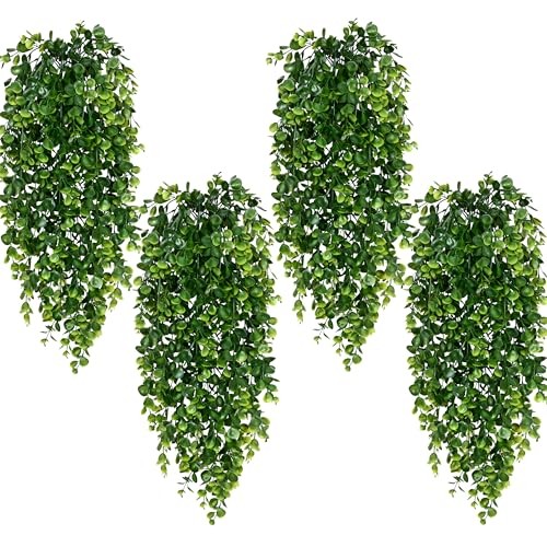 4 Pcs Artificial Hanging Plants 30 Inch UV Resistant Faux Vines for Indoor Decor