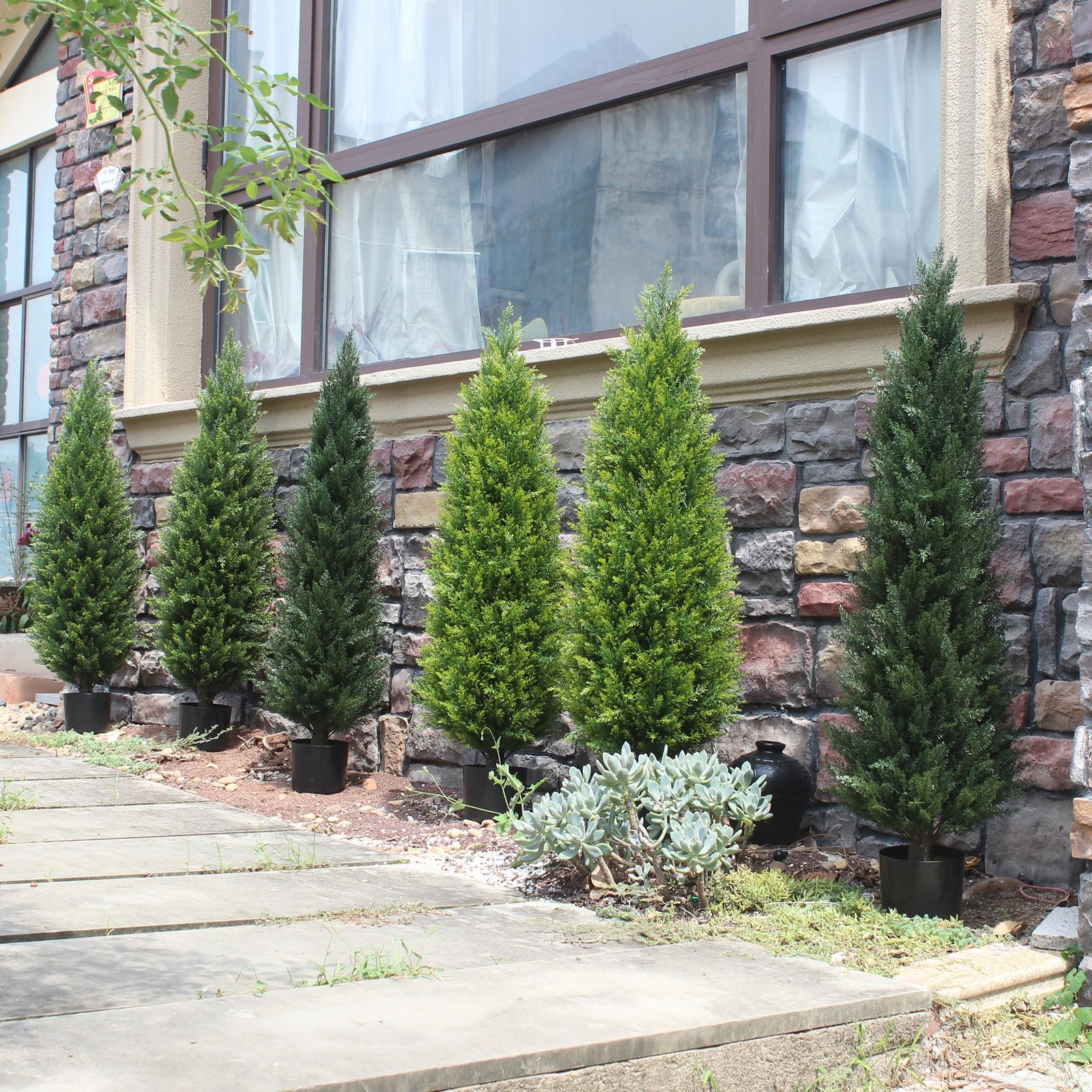 4ft Artificial Cedar Trees Artificial Topiary Trees Set of 2 Faux Cypress Pla…