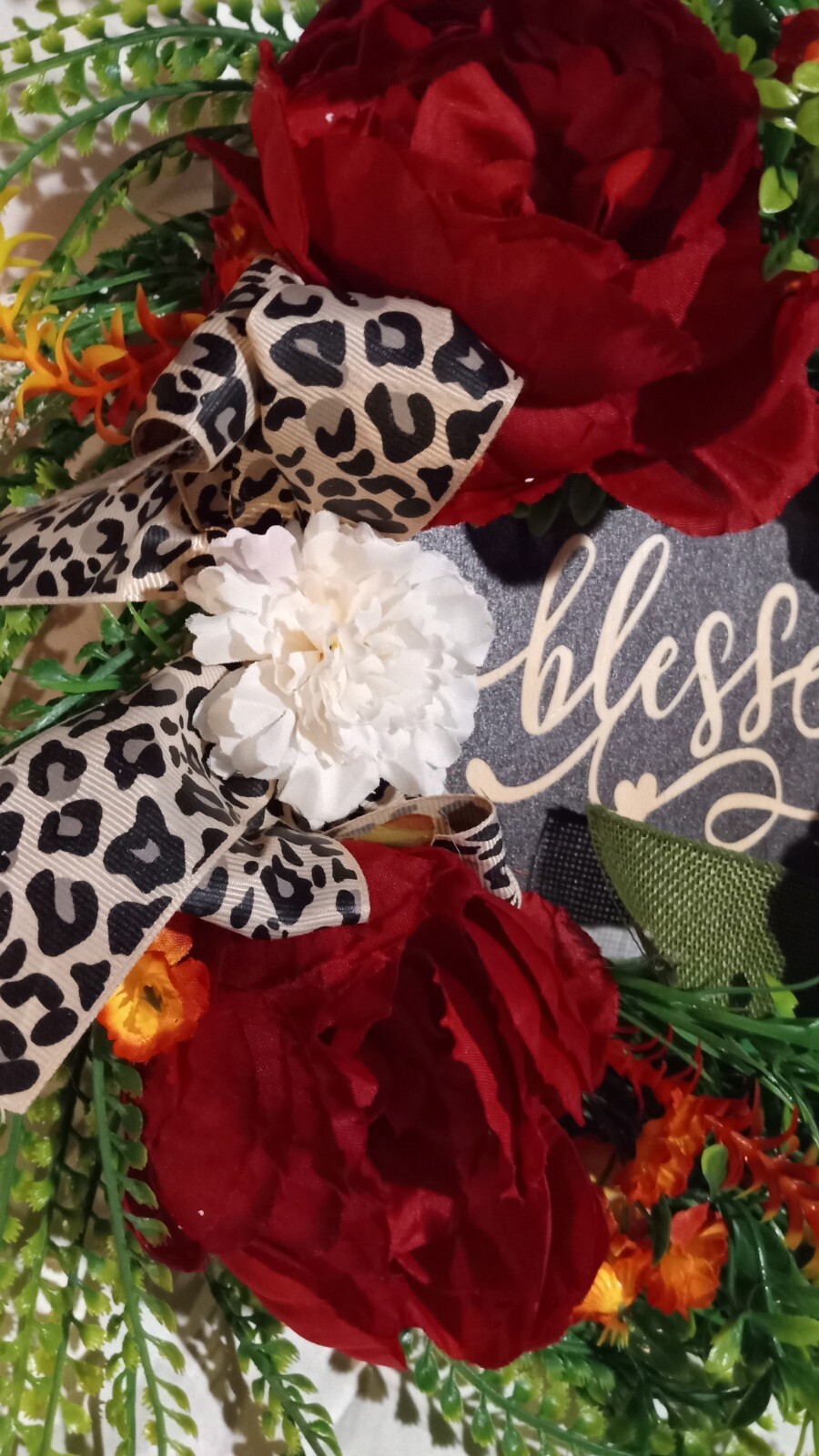 Blessed Wreath Year Round Wreath Cheetah-Wreath Everyday Wreath Font Door Wreath