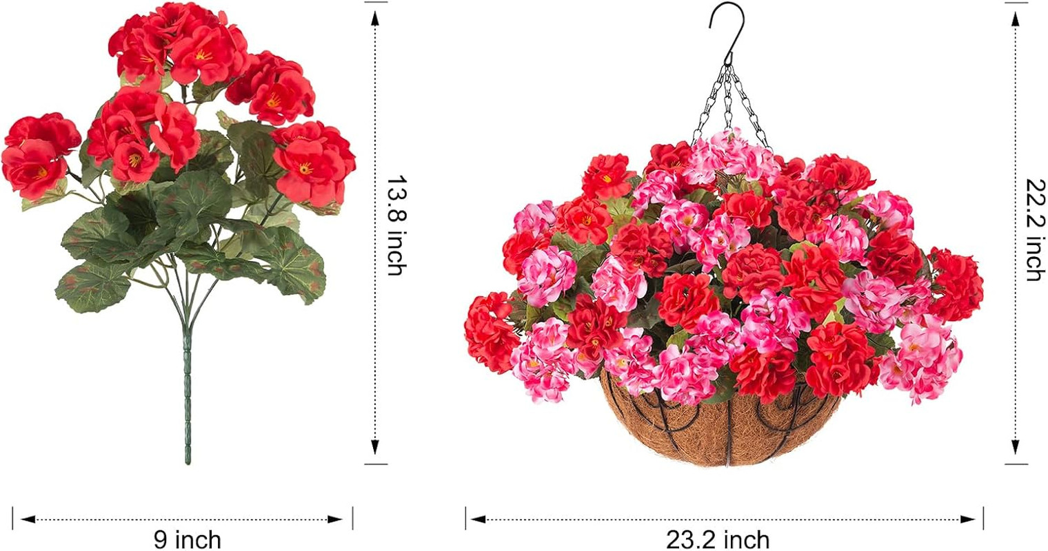 Quality UV Resistant Artificial Geranium Hanging Basket for Outdoor Decoration