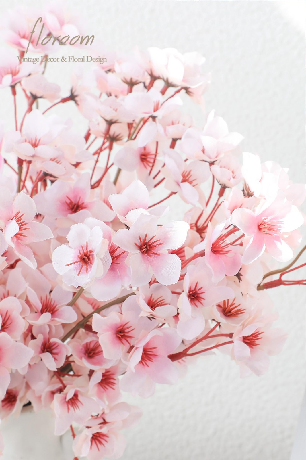 Artificial Cherry Blossom Branches Pink Faux Silk Flowers Bouquets 6 PCS