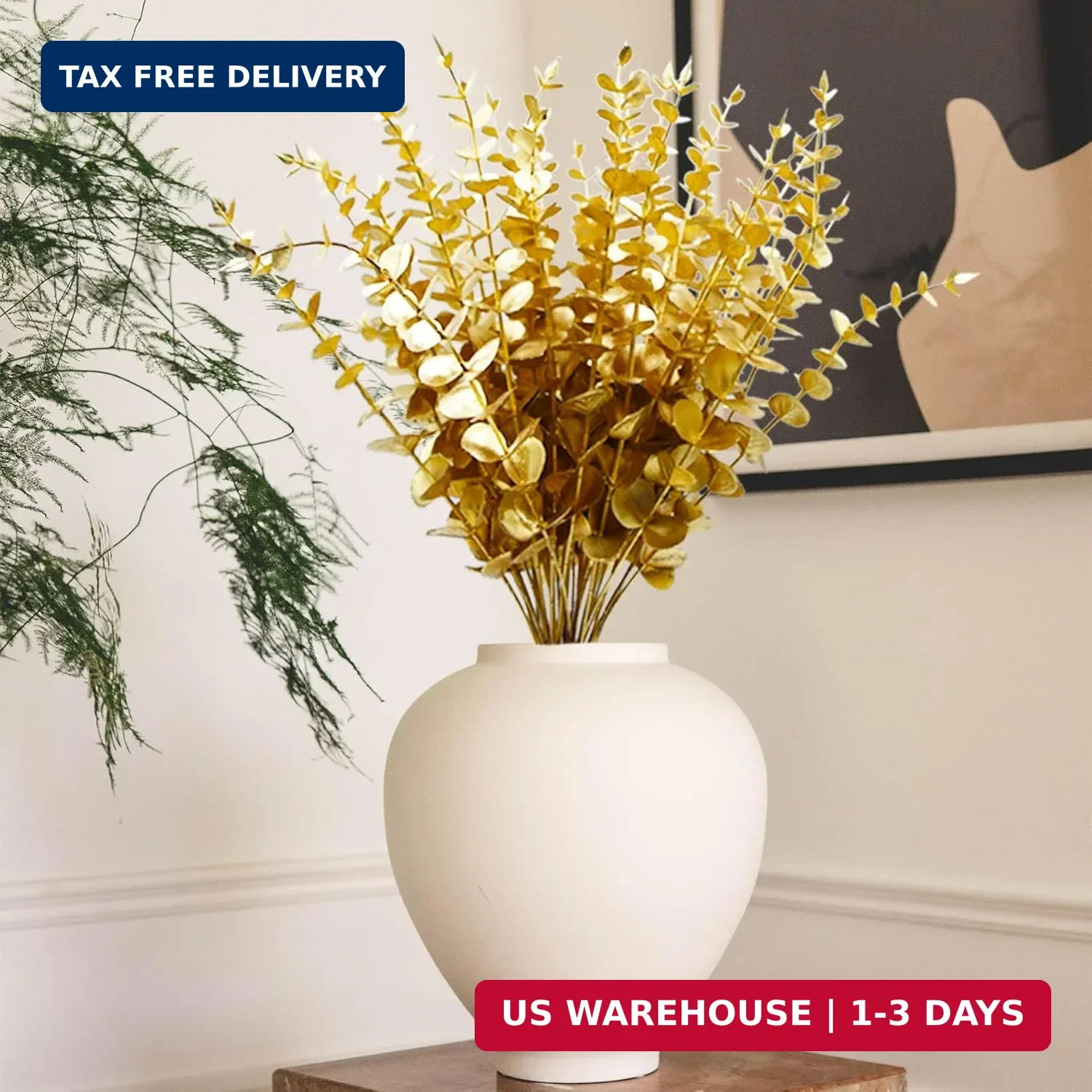 36 Pcs Gold Artificial Eucalyptus Stems 15” Faux Eucalyptus Leaves Decor Fake G