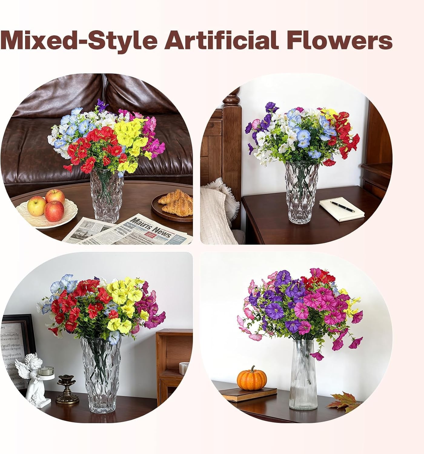 Elegant 14-Bundle Faux Petunias – UV Resistant Artificial Flowers for Outdoors