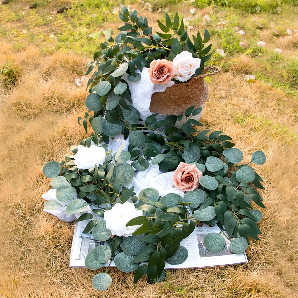 3Pcs Fake Eucalyptus Vines, 6.5FT Silk Ivy Garland, Odorless Lush Green Leave…