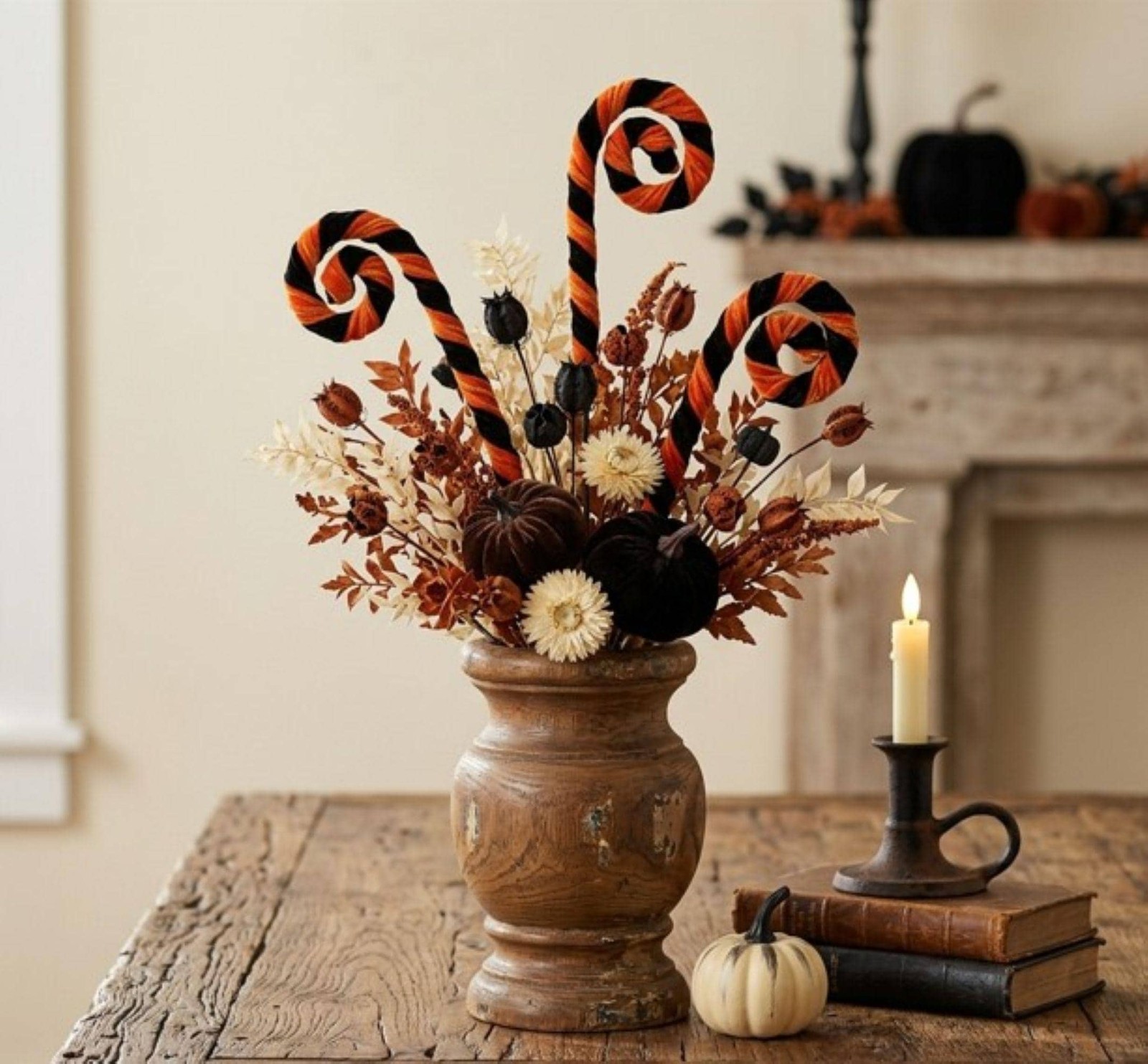 28″ Velvet Whimsy Curl Spray Black and Orange Fall Halloween Trim a Tree DIY
