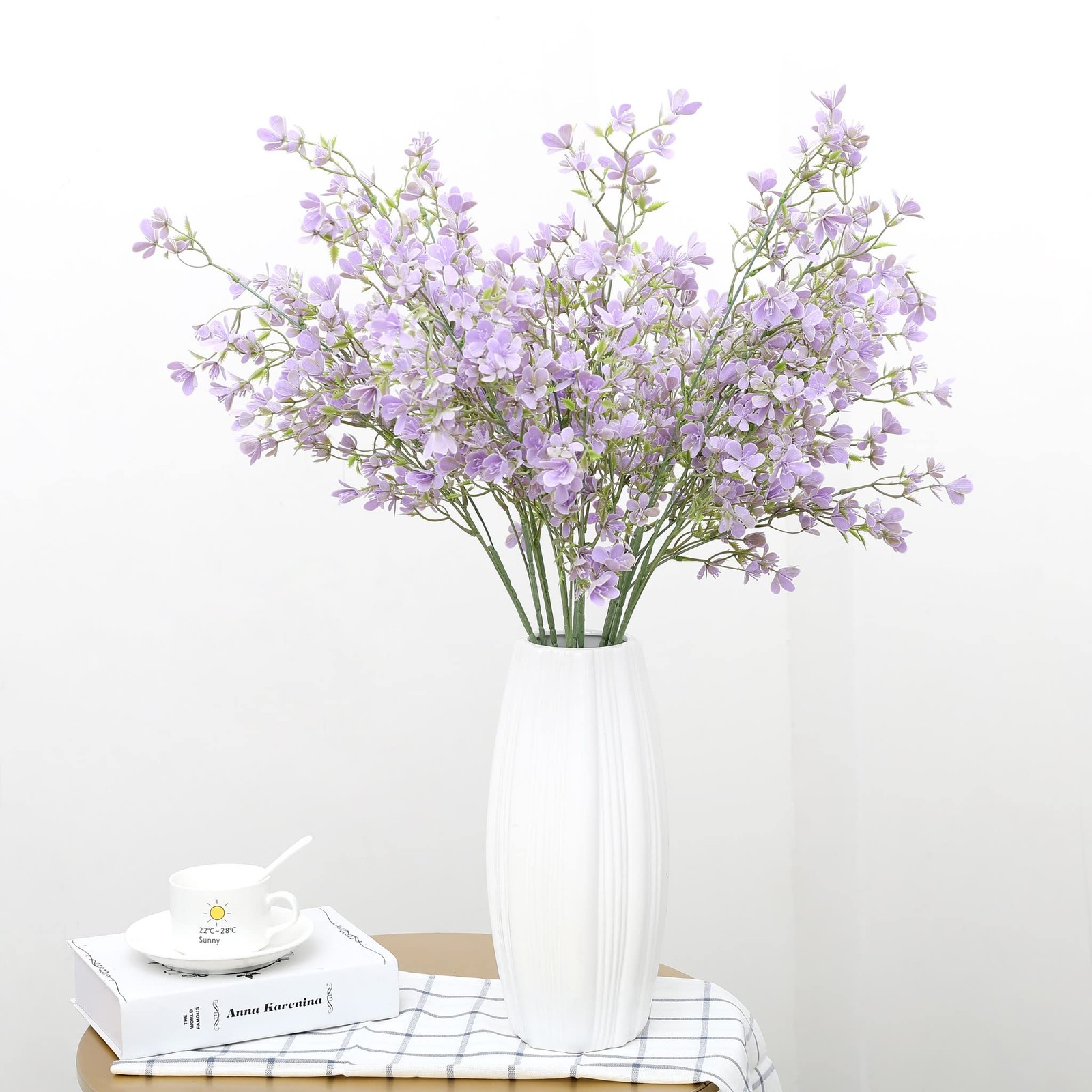 29” Forget-Me-Not Artificial Flowers Faux Bouquet Long Stems for Tall Vase, D…