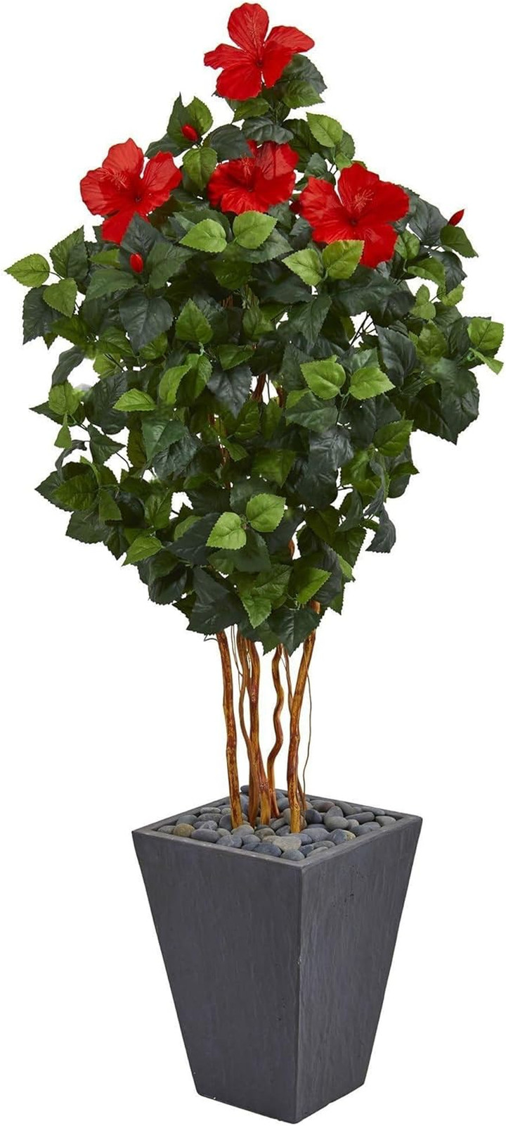 5′ Hibiscus Artificial Tree in Slate Planter – Decor