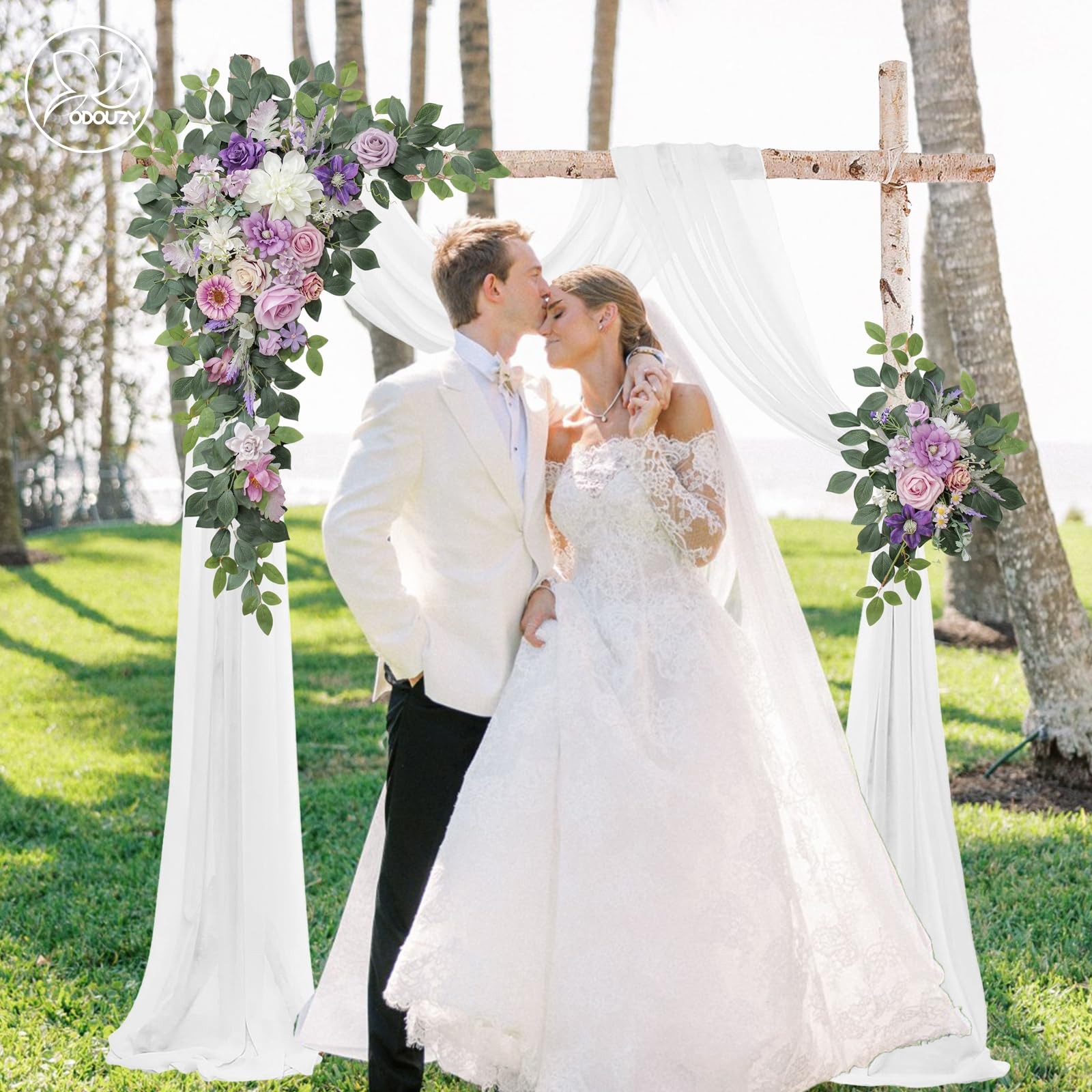Odouzy Wedding Arch Flowers,Artificial Flower Arch Decor,2pcs Artificial Flow…