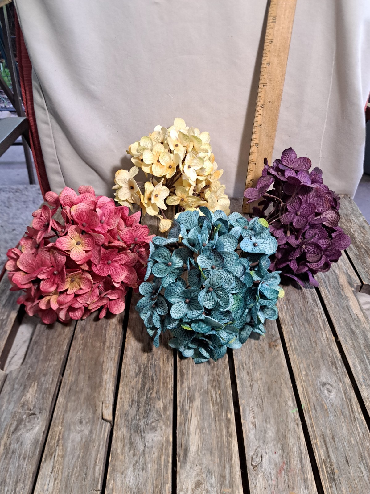 Artificial Hydrangea Flowers 4 Bundles Purple, Pink, Teal & Yellow #4797L473