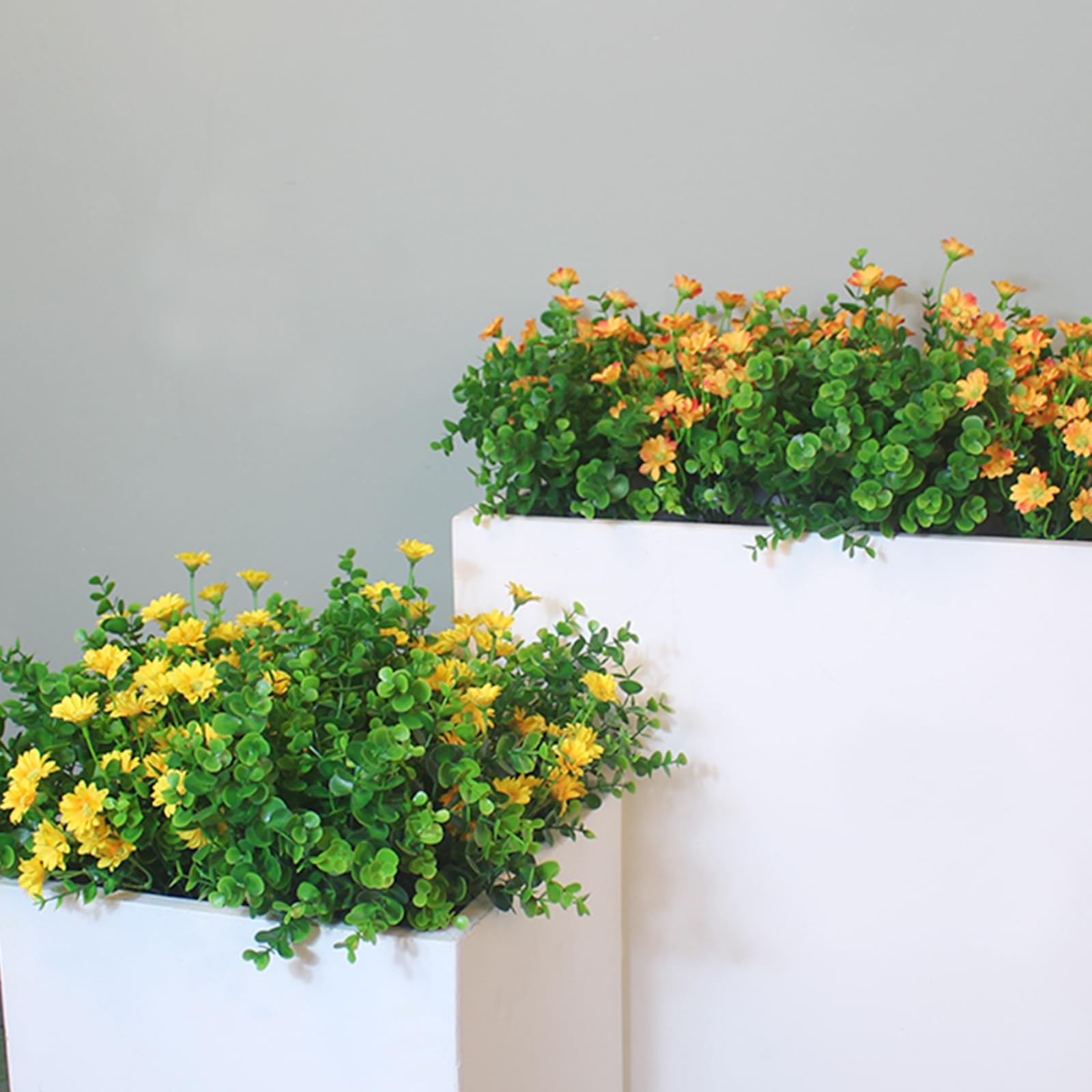 ARTIFICIAL BOXWOOD PLANTS OUTDOOR 8 BUNDLES FAUX EUC FLOWERS GREEN BUSHES PLASTI