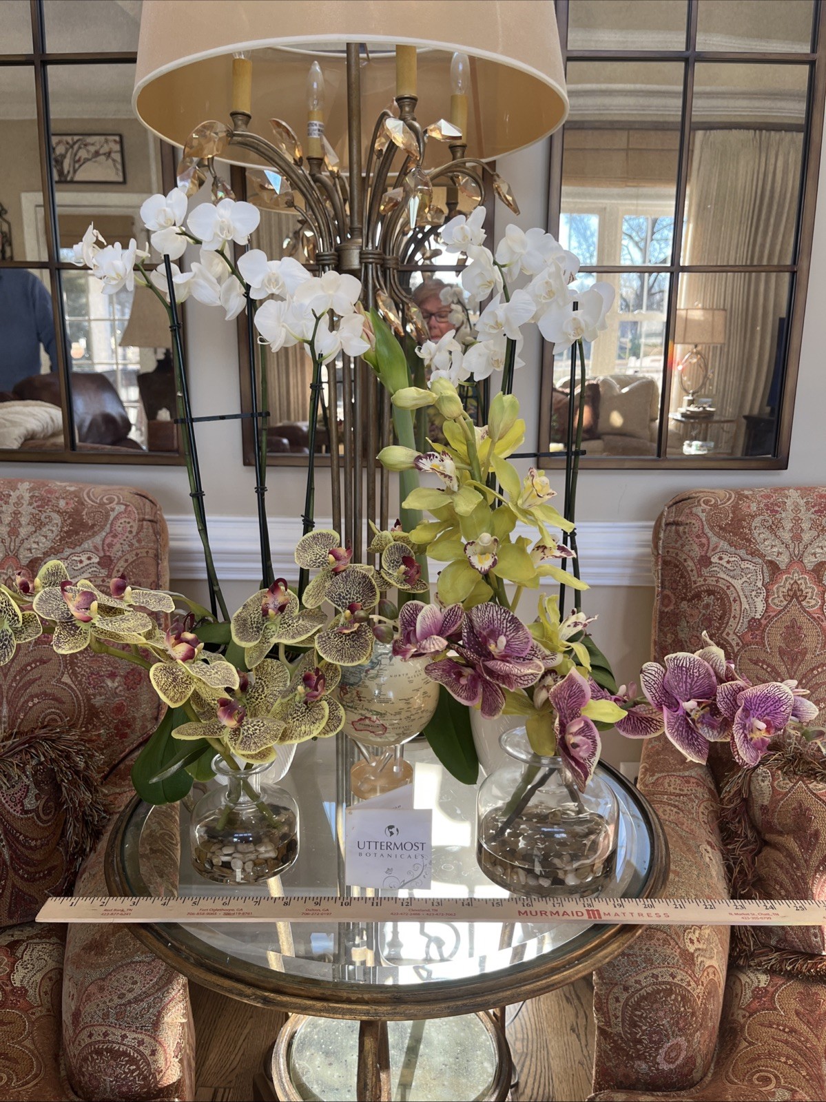Uttermost – Gorgeous Faux Orchids ***PAIR 18” Tall 12” Tall TWO for Price ONE!