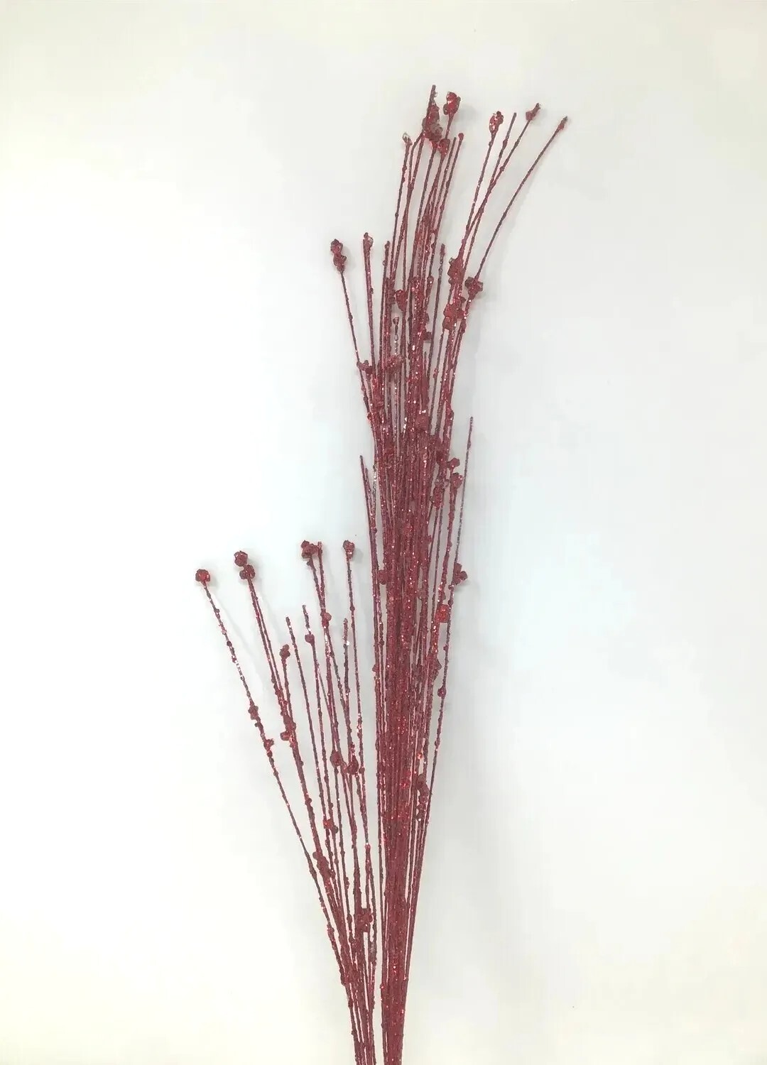 Christmas Pick Red Sparkly Floral Arrangement Basket Filler Stem 33” NOS Vintage