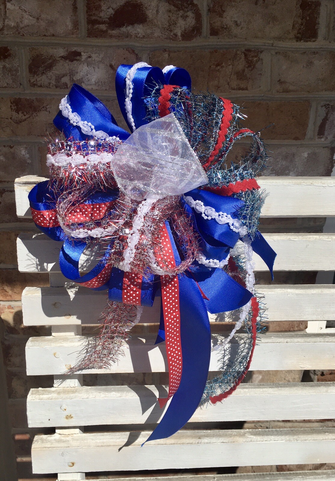 American / 4th Of July Bow For Wreath , Lantern Or Any Decor / Handmade