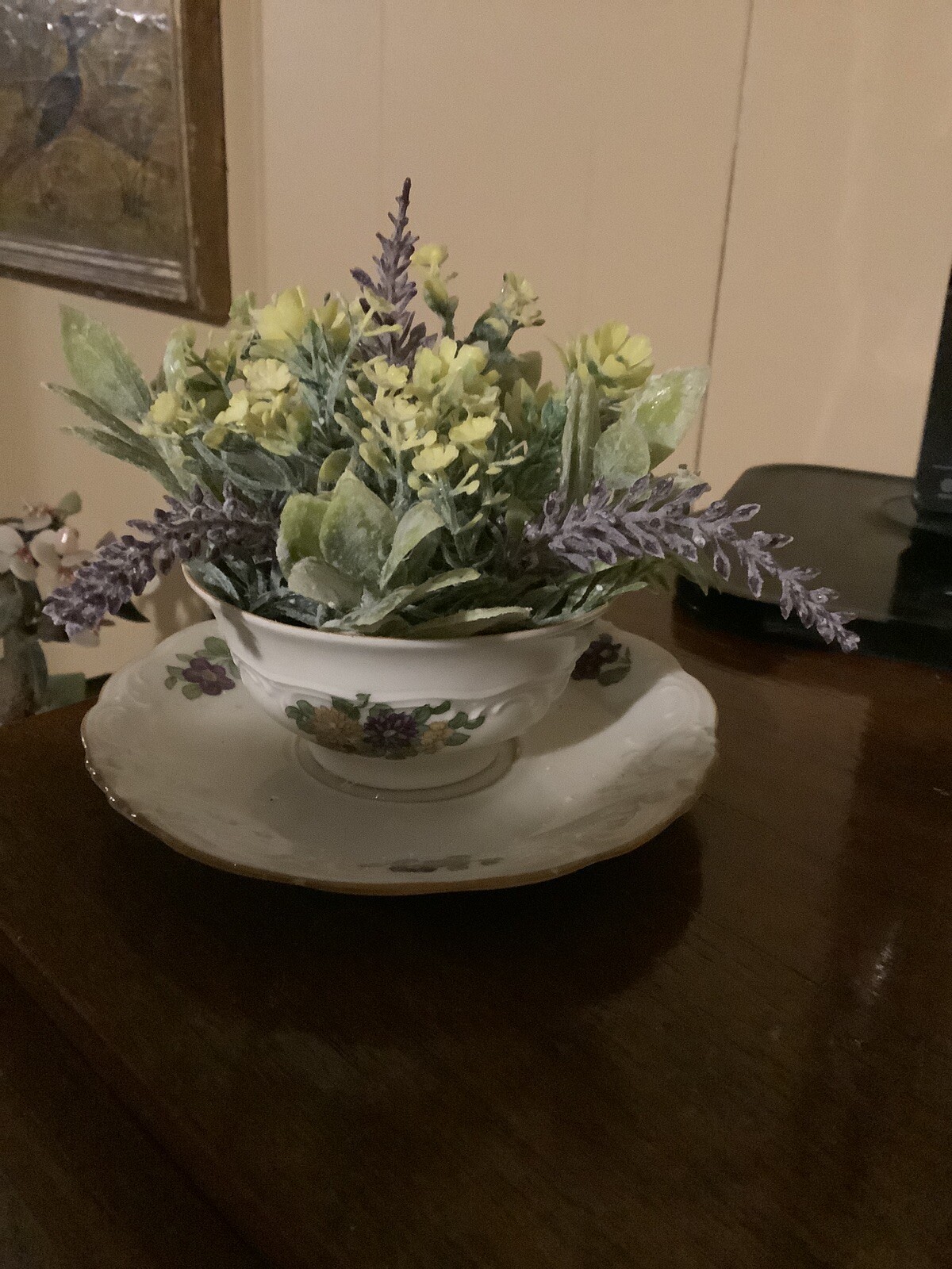 Vintage Flower Arrangement In KPM Cup And Saucer