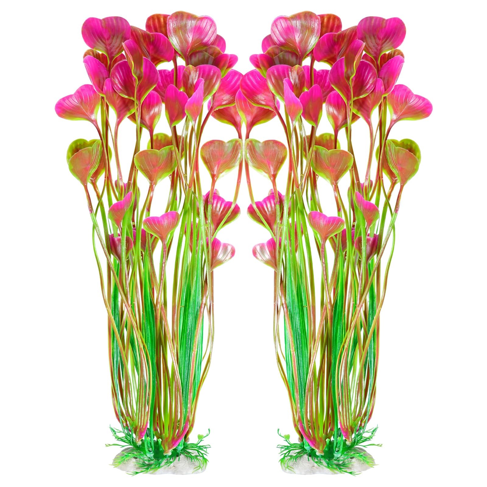 Artificial Fish Tank Plants Plastic Aquarium Large Red Decorations 15.5 In 2 PCS