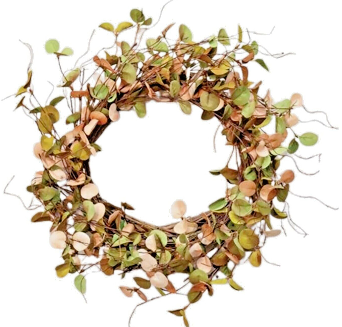 20″ Eucalyptus WREATH~Shabby Chic Artificial Greenery Candle Ring Door Wall