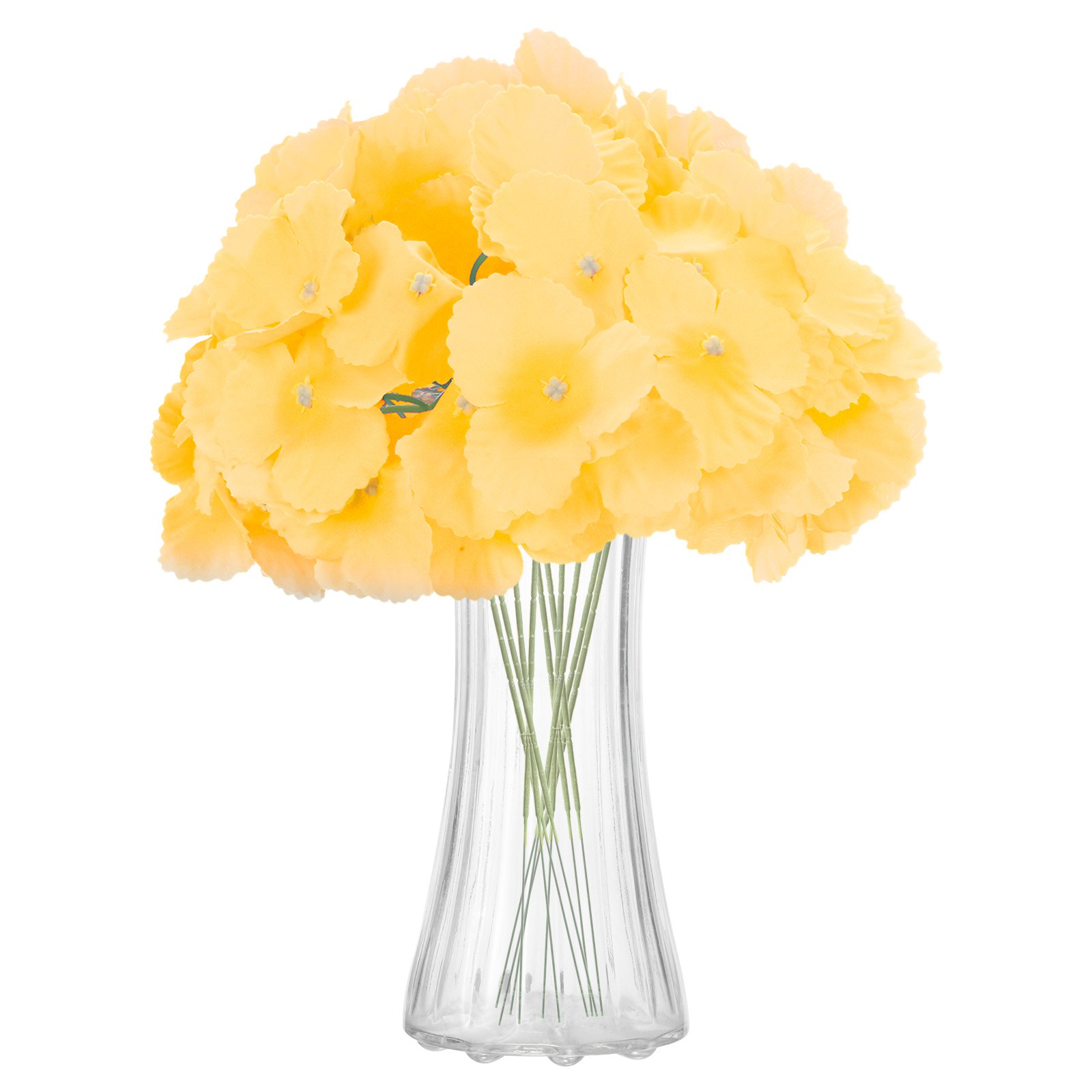 10pcs Artificial Hydrangea Flowers 16″ Silk Faux Hydrangea Flower, Yellow