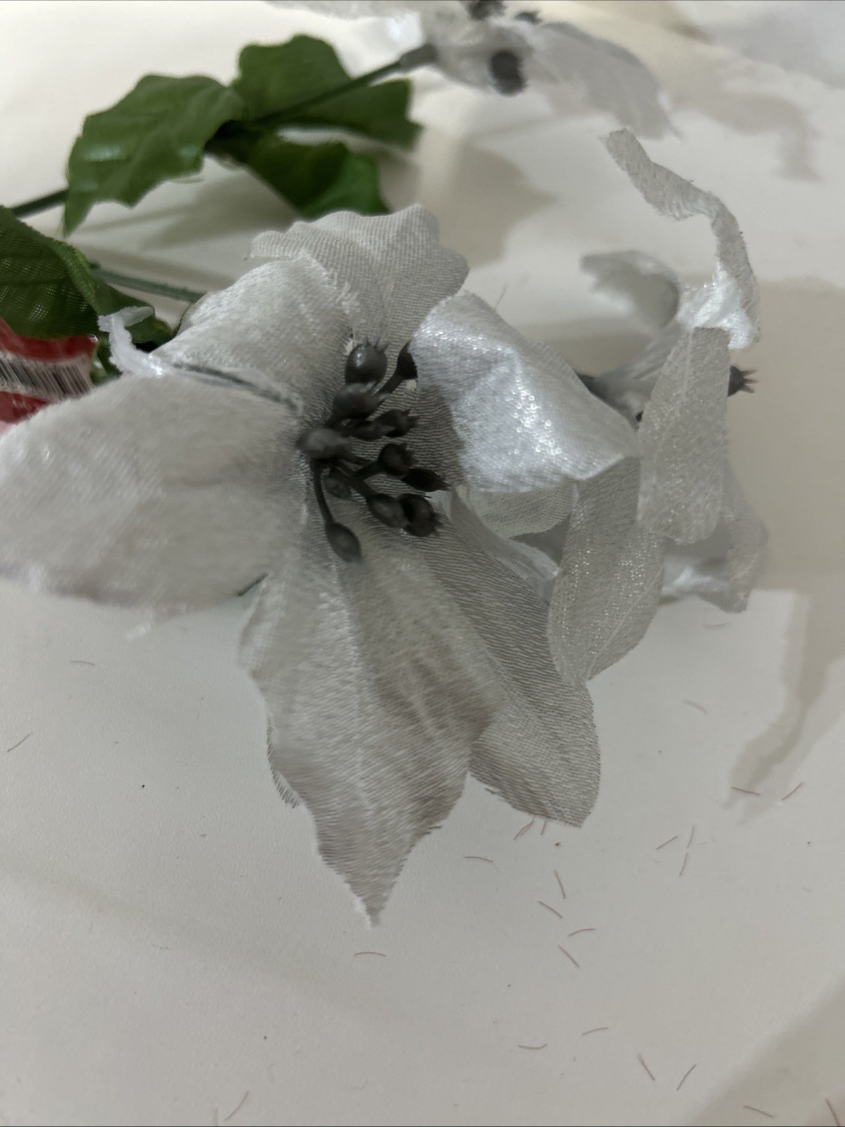 Ashland 9″ Silver Poinsettia Flower Picks Set of 10 New