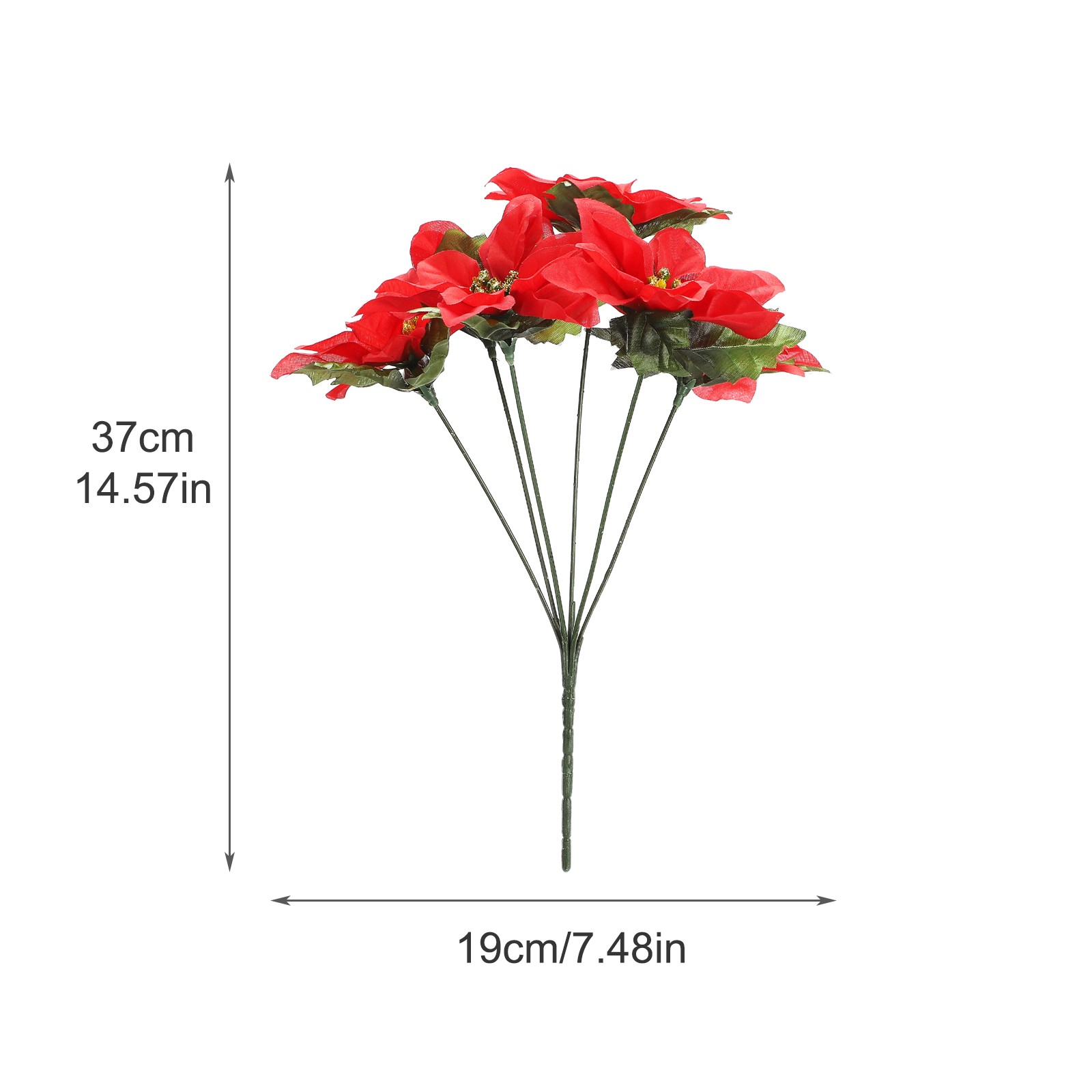 6 Branches Red Poinsettia 37cm Artificial Christmas Flower Decor