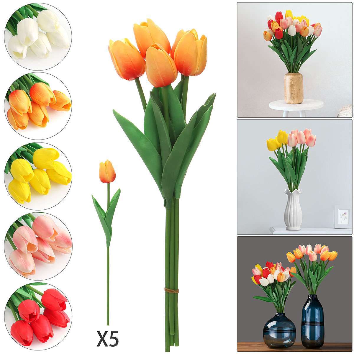 8/10X Artificial Flower Fake Plant Lavender Tulips Rose Violet Home Garden Decor