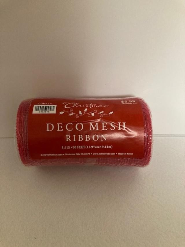 Hobby Lobby -Christmas Deco Mesh Ribbon – Red – # 5162516 – New