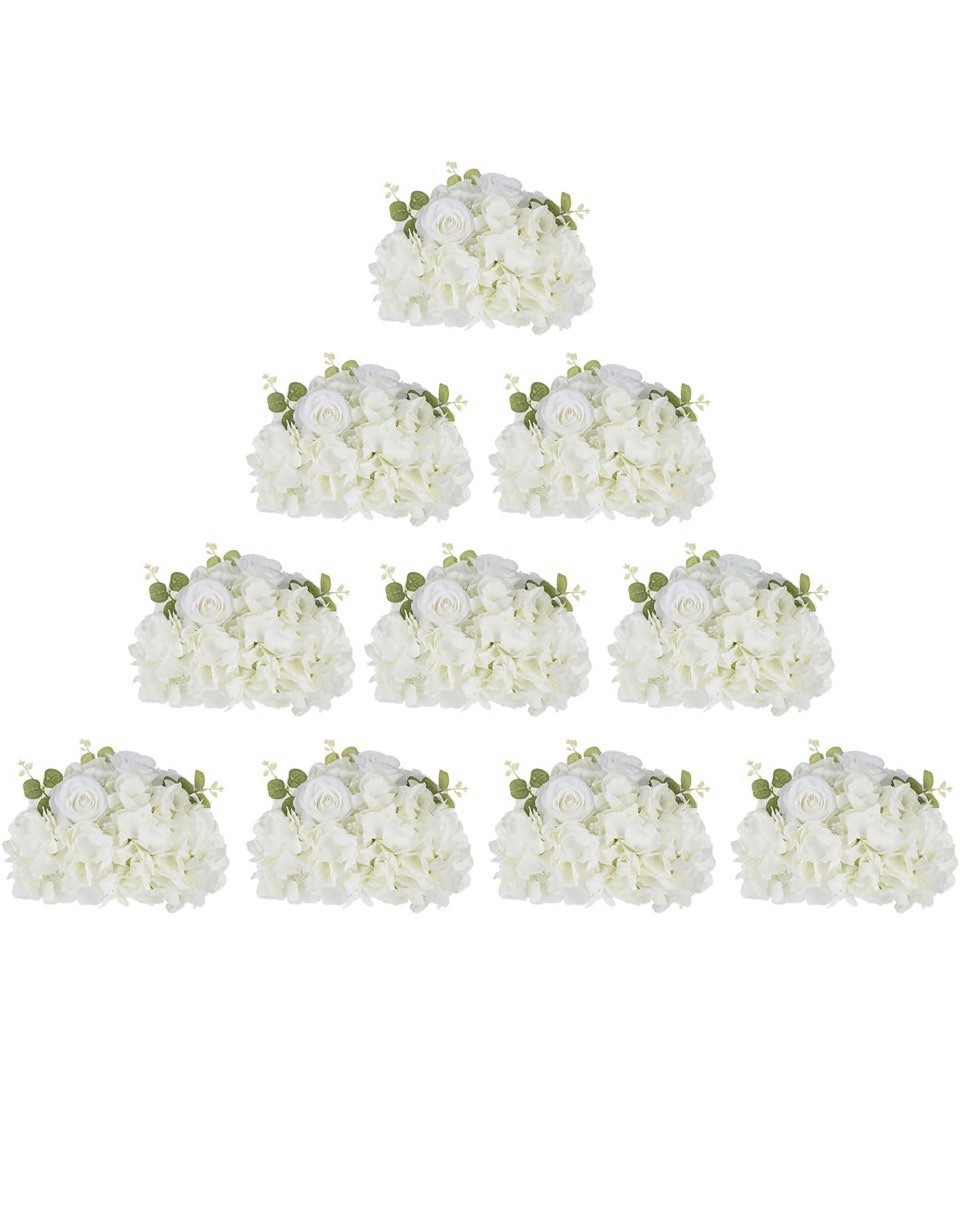 Artificial Flower Balls For Wedding Centerpieces 2 Pcs 11.8″ White Hydrangeas