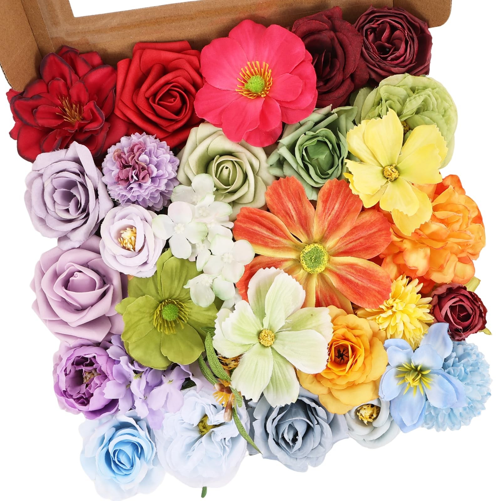 Artificial Flowers Combo Box Set Rainbow Colorful Fake Floral Arrangements Ar…