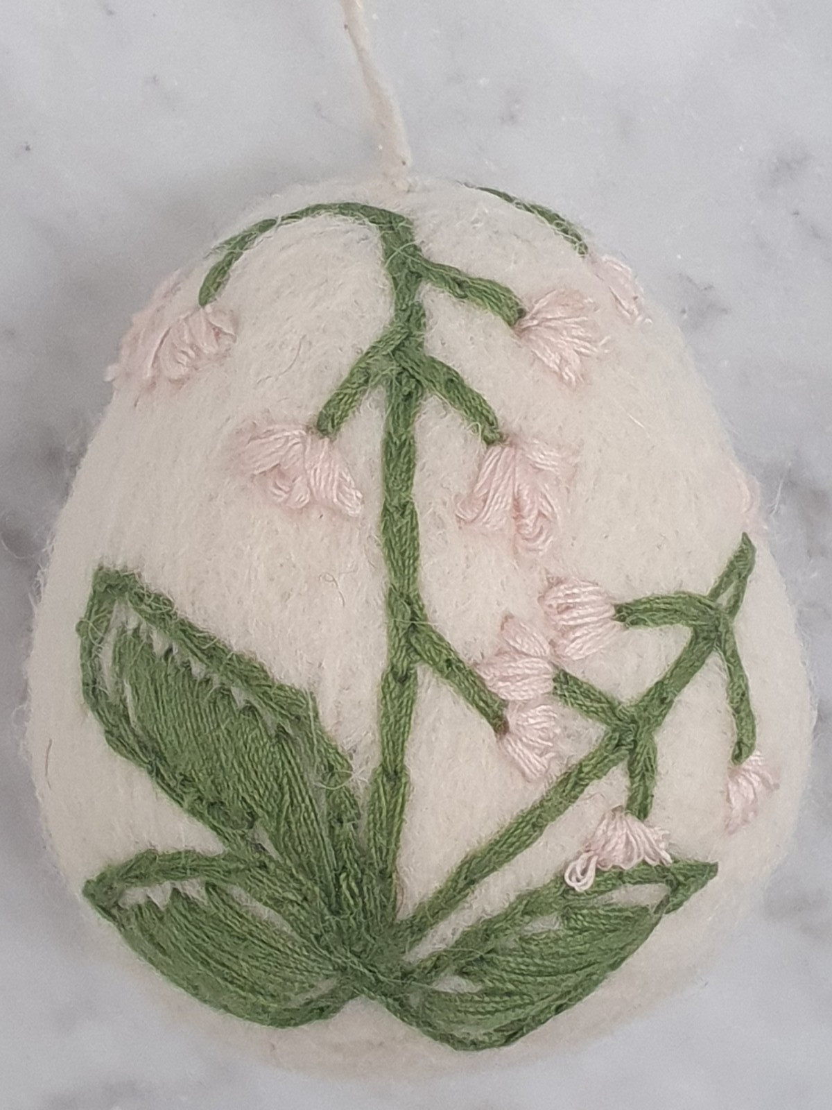 6 Cottage Core Farmhouse Chic Boiled Wool Eggs Embroidered Flowers Basket Decor