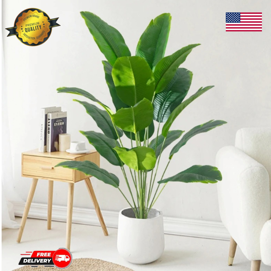 1pc Artificial Plants Large Tropical Palm Tree Fake Banana Plants Leaves Real