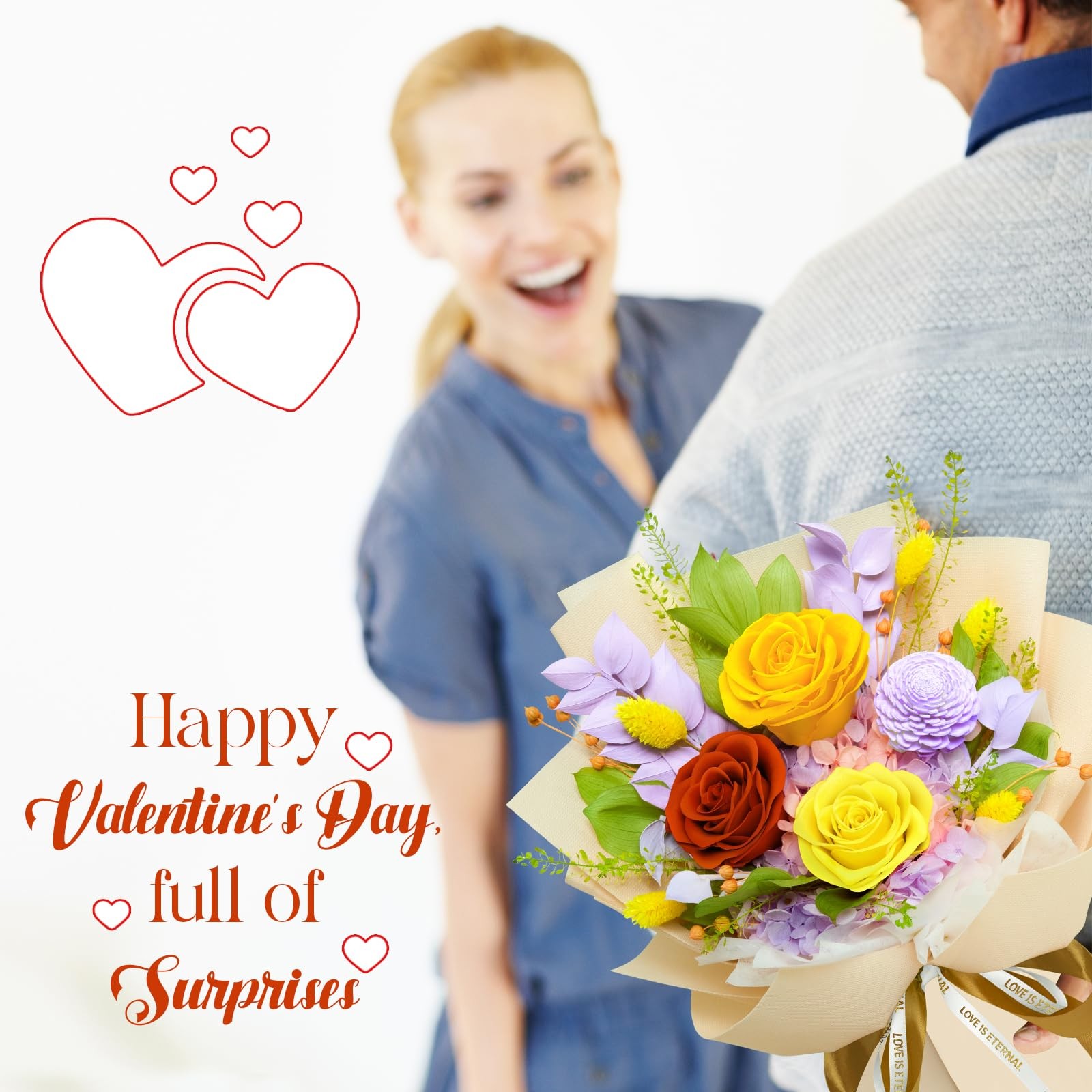 Preserved Flowers Bouquet – Valentines Day Gifts for Women, Real Flowers for …