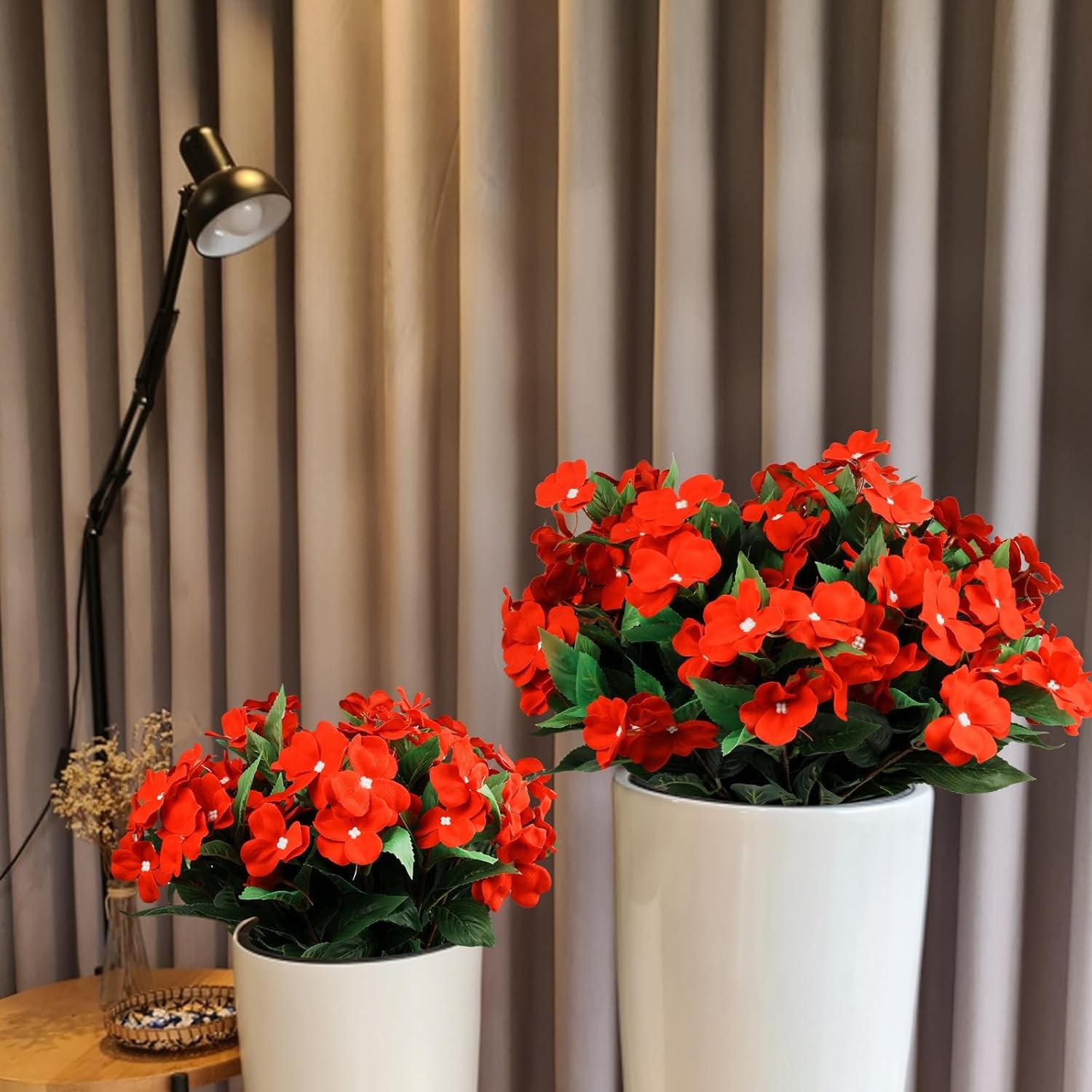 6 Pcs Artificial Red Christmas Flowers Christmas Decor, Velvet UV Resistant F…
