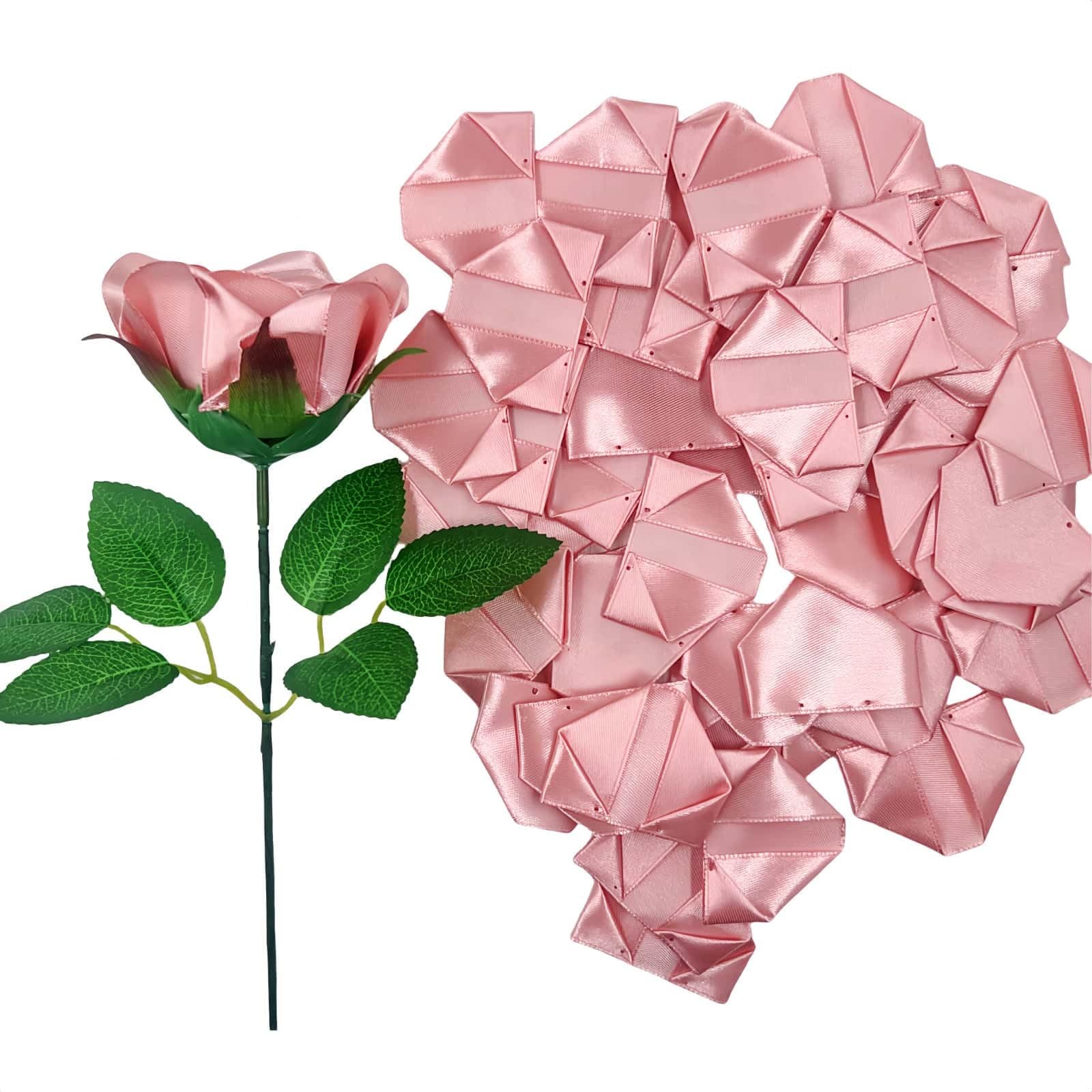 300Pcs Premade Satin Ribbon Rose Petals Half-Finished for Eternal Rose DIY Ra…