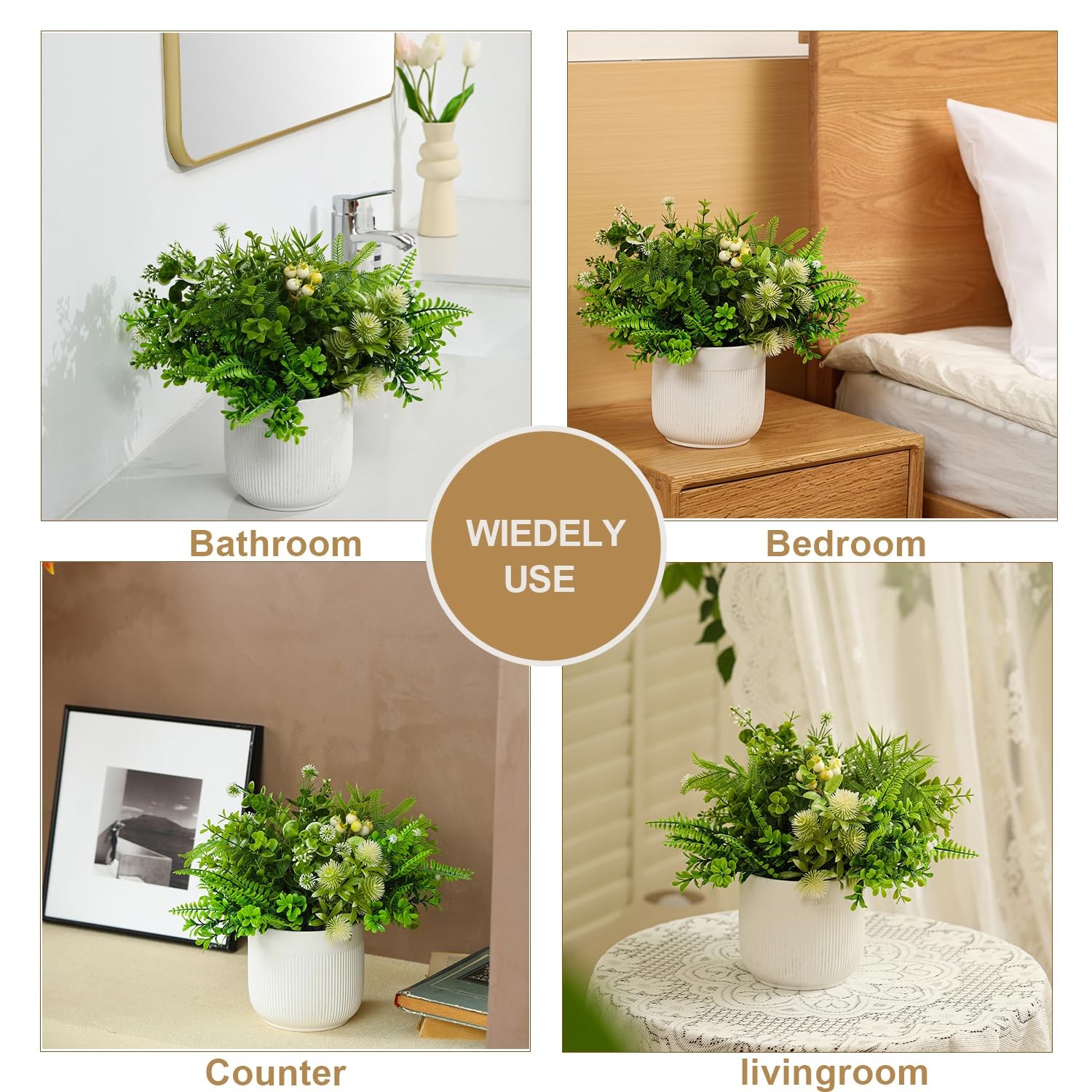 Fake Plants with Ceramic Pots, Artificial Plants Indoor, Faux Plant Flowers f…