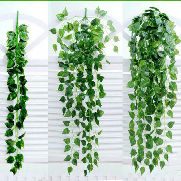 2 X Artificial Ivy Leaf Hanging Garland Plant Fake Foliage Festival Adorn Green