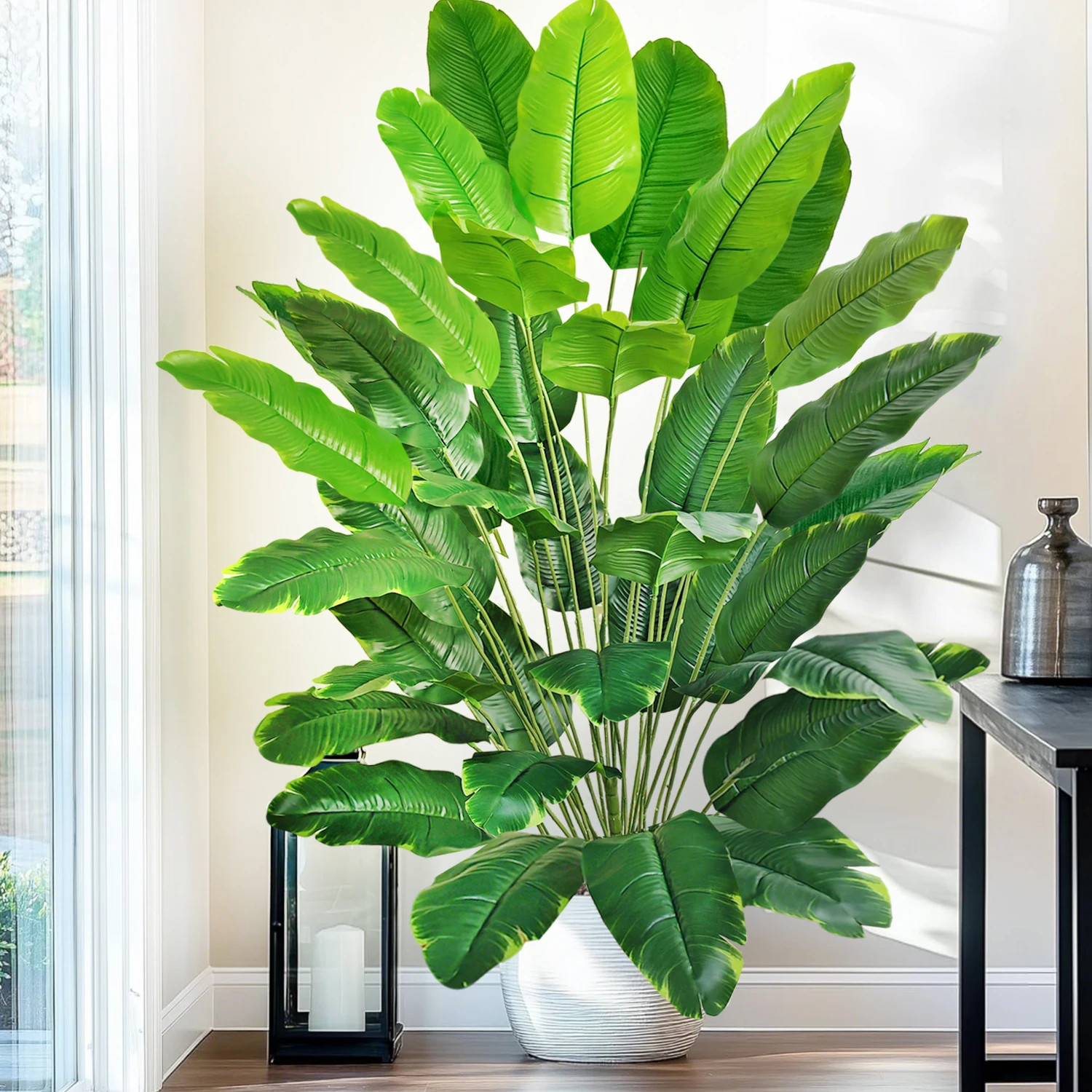Large Tropical Palm Tree Fake Banana Plant Leaves Artificial Greenery Decoration