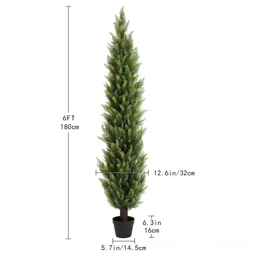 6 Ft. Artificial Topiary Cedar Trees Outdoor Indoor Faux Pine Shrubs Cypress Pla
