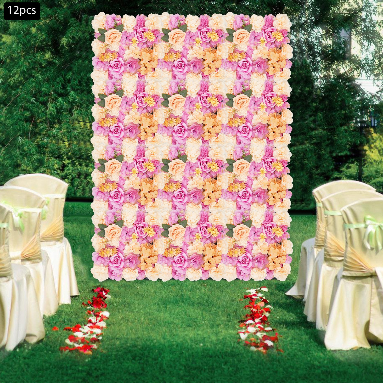 12Pcs Artificial Flower Wall Panels Modern Handmade Artificial Flower Panels