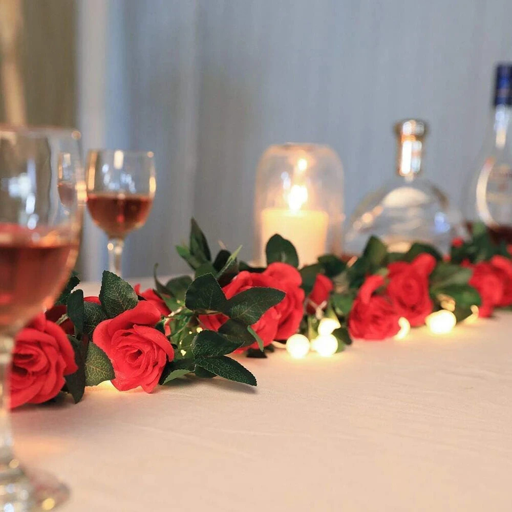 3 Pcs Fake Rose Vine Flowers Plants Artificial Hanging Ivy Wedding Decor 7.5 Ft