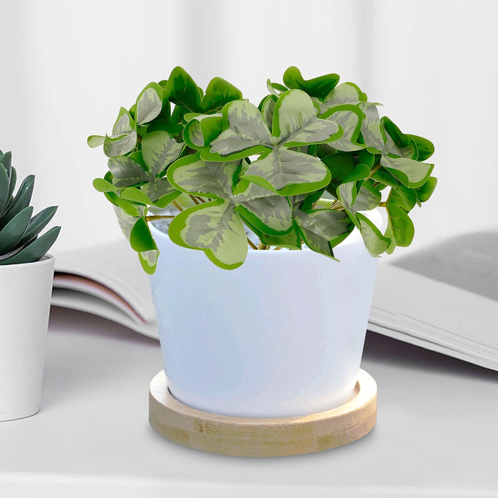 5 Pcs Artificial Shamrock Picks Lifelike Green Plant Stems Home Office Decor