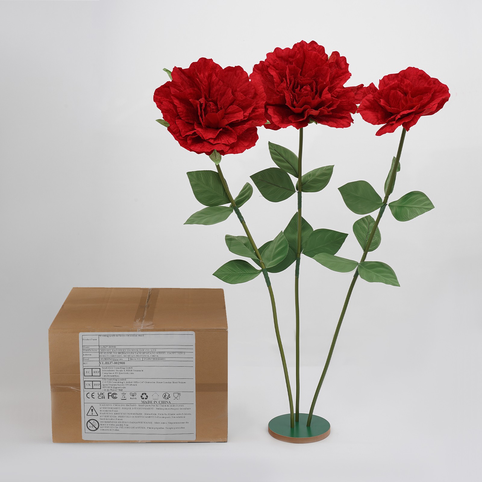 Giant Red Rose Huge Artificial Flower Jumbo Props 55″, Roadway Wedding stand