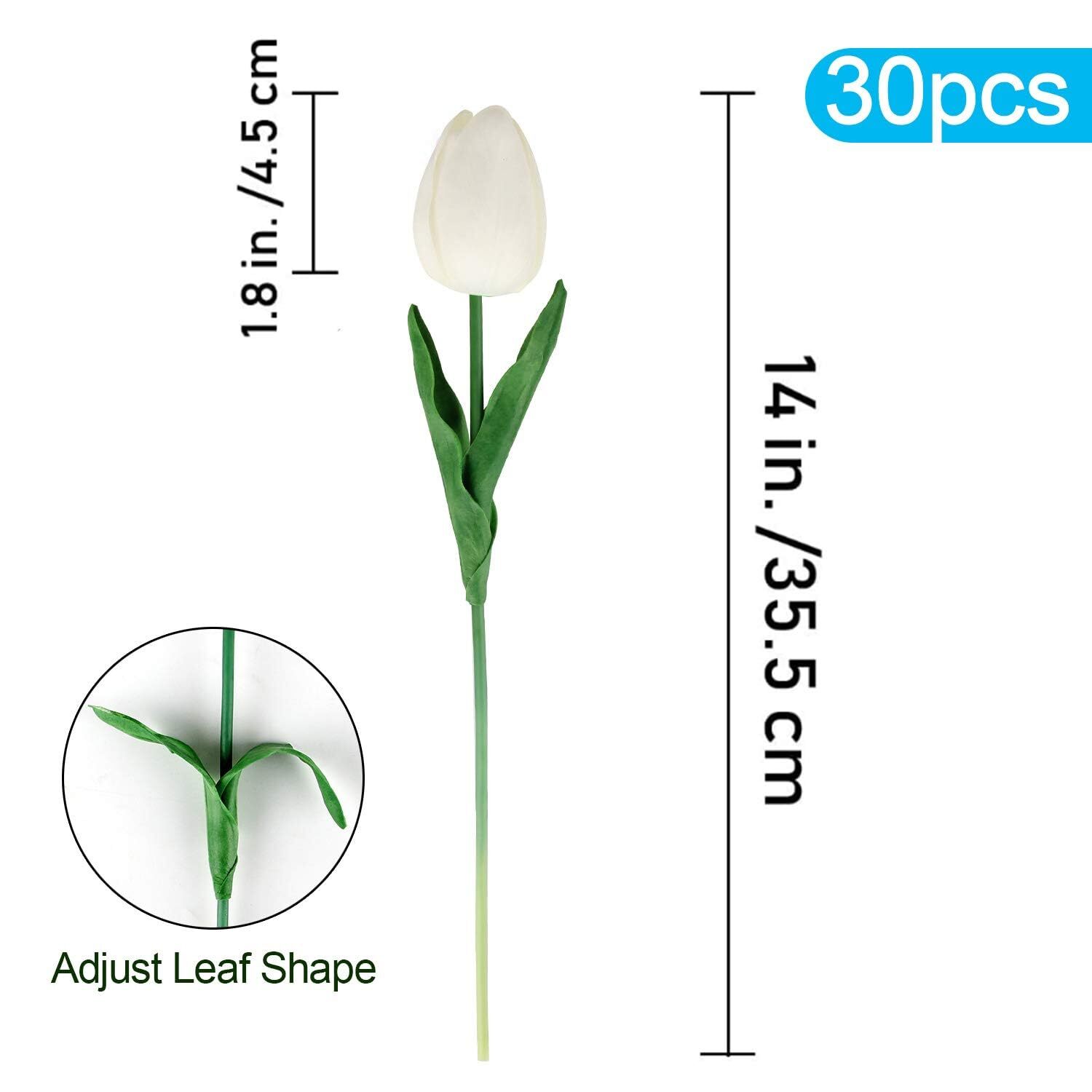 30 Pcs Artificial Tulips Flowers Fake Tulip Stems for Wedding Bouquet Party