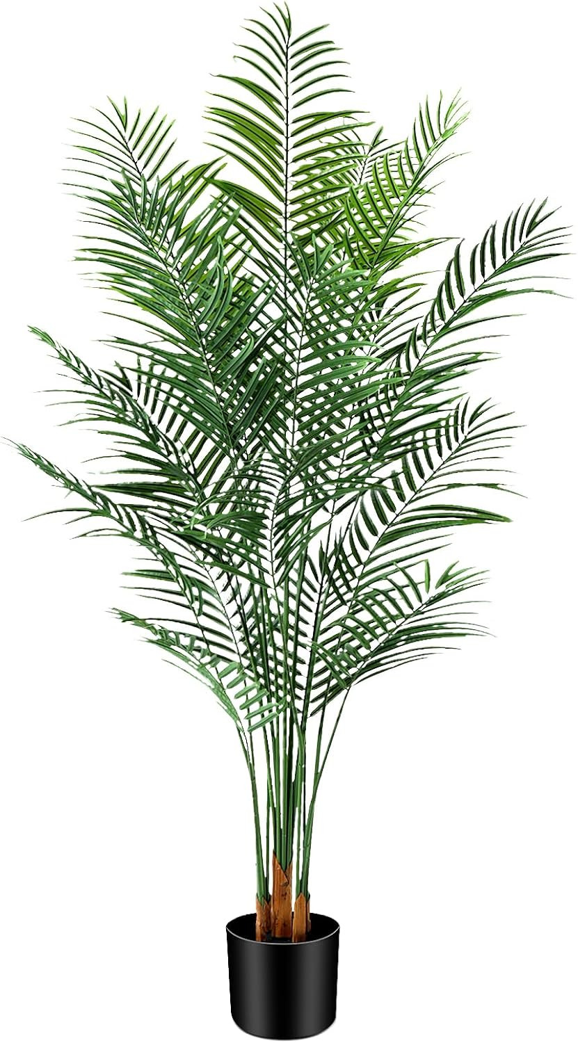 4Ft Artificial Palm Tree Indoor, Large Fake Tropical Areca Palm with 13 Trunks,