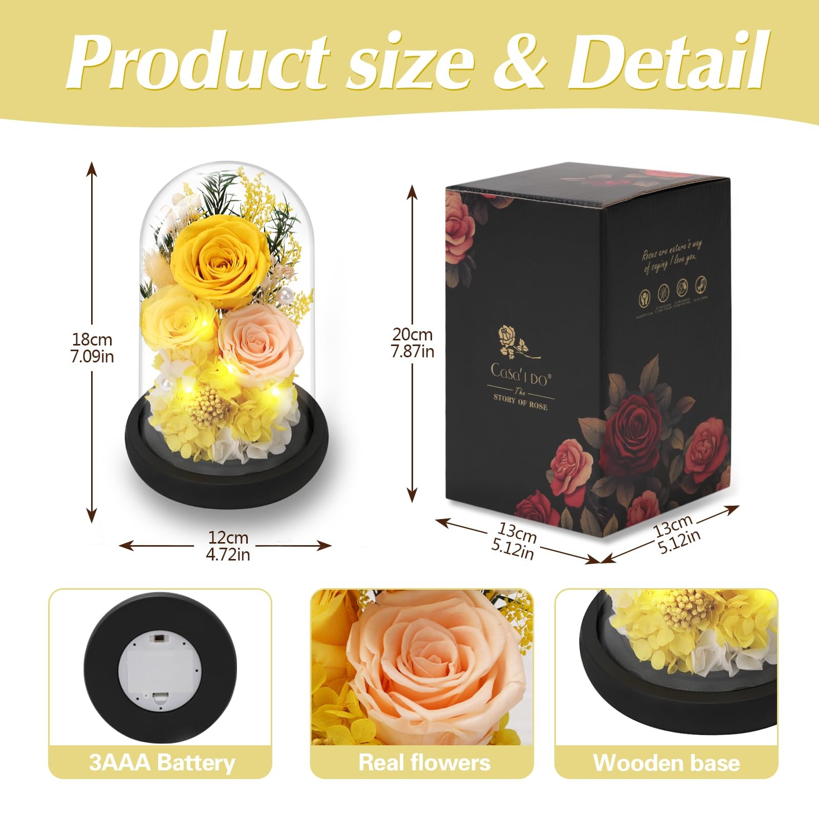 Preserved Roses Flowers for Delivery, Mothers Day Rose Gifts for Mom Her, Yel…
