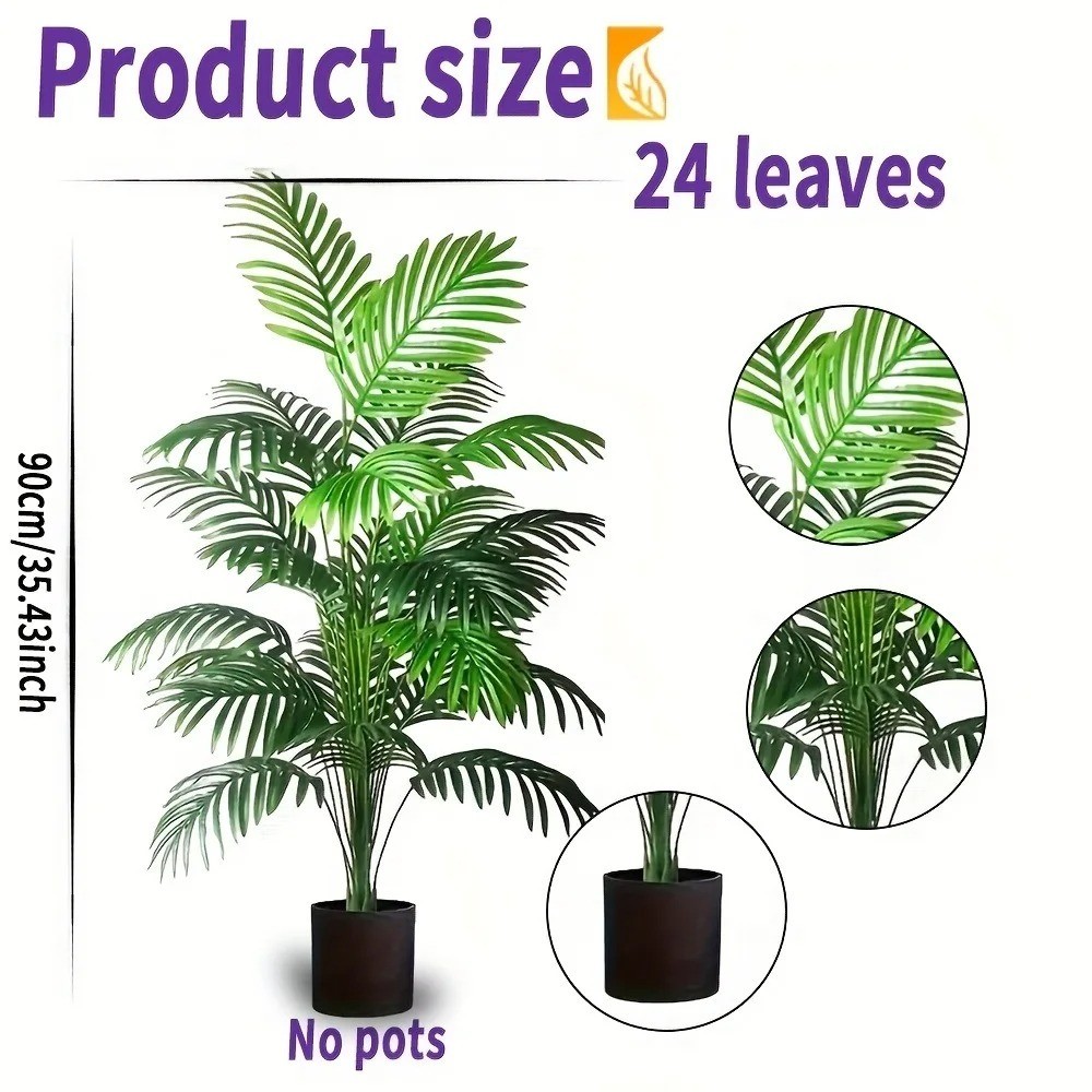 2PCS 24Leaves Areca palm simulation green plants realistic artificial trees suit