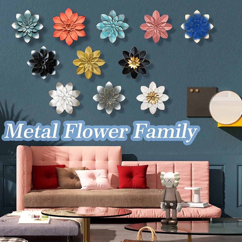 Picfarce Grey Metal Flower Wall Art Decor, 9.5″ 9.5″L x 9.5″W, 021G-Grey